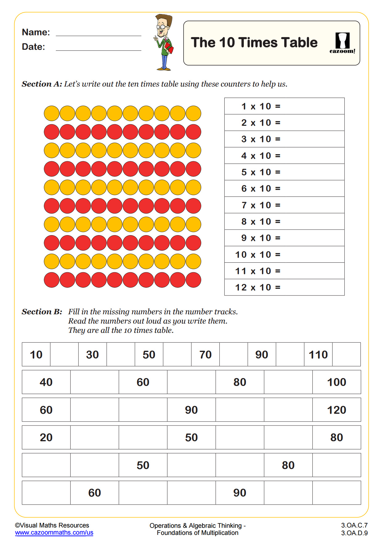 The Ten Times Table Worksheet