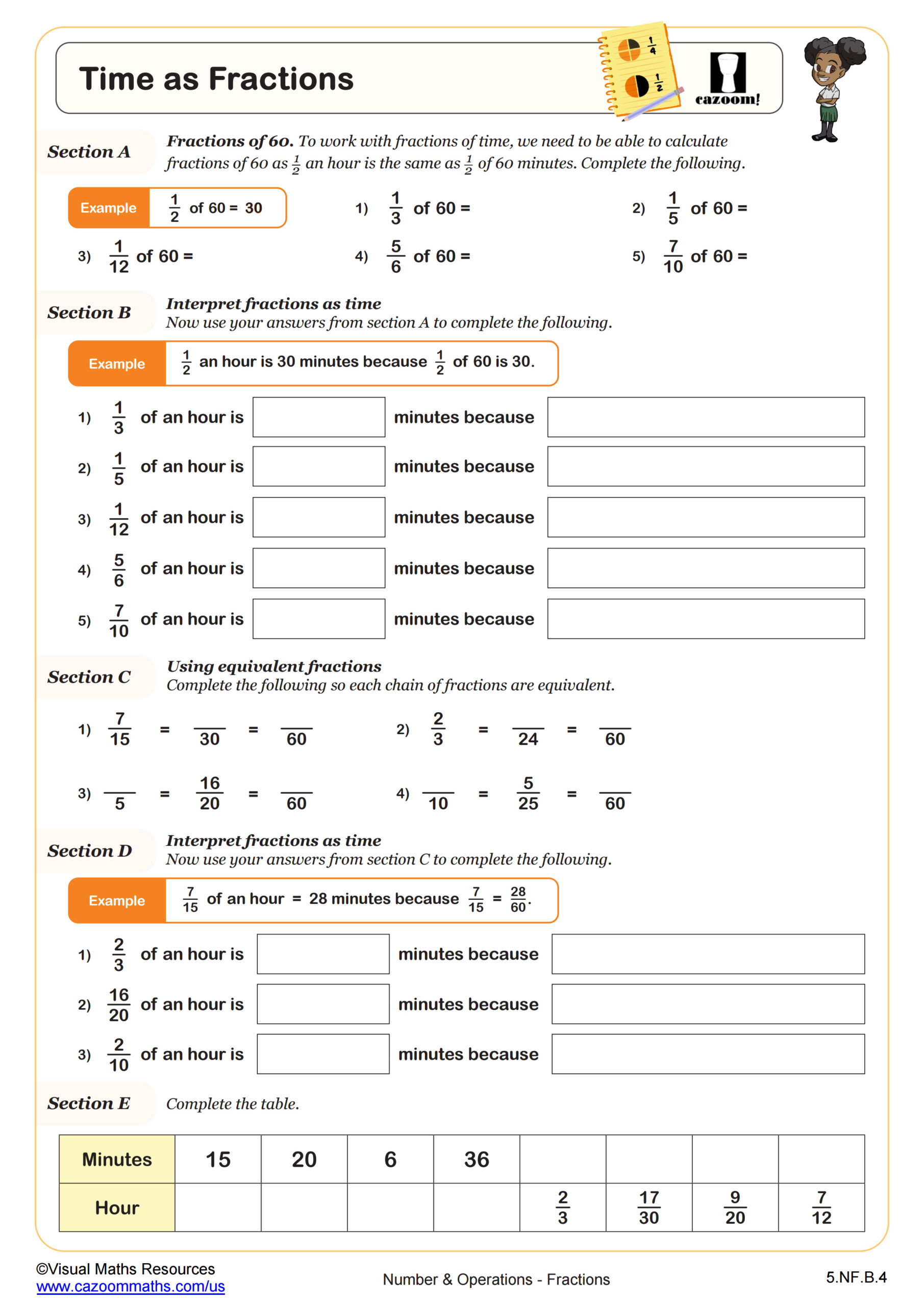 Time As Fractions A Worksheet Scaled