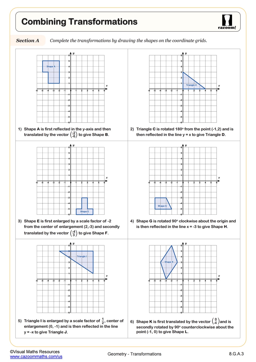 Transformations of Trigonometric Functions (B) Worksheet | Algebra II ...