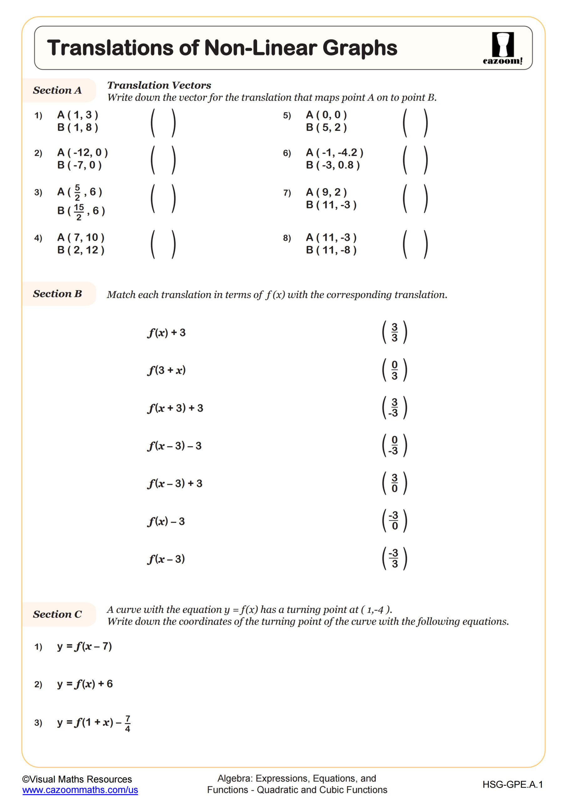 Preview of Translations of Non-Linear Graphs