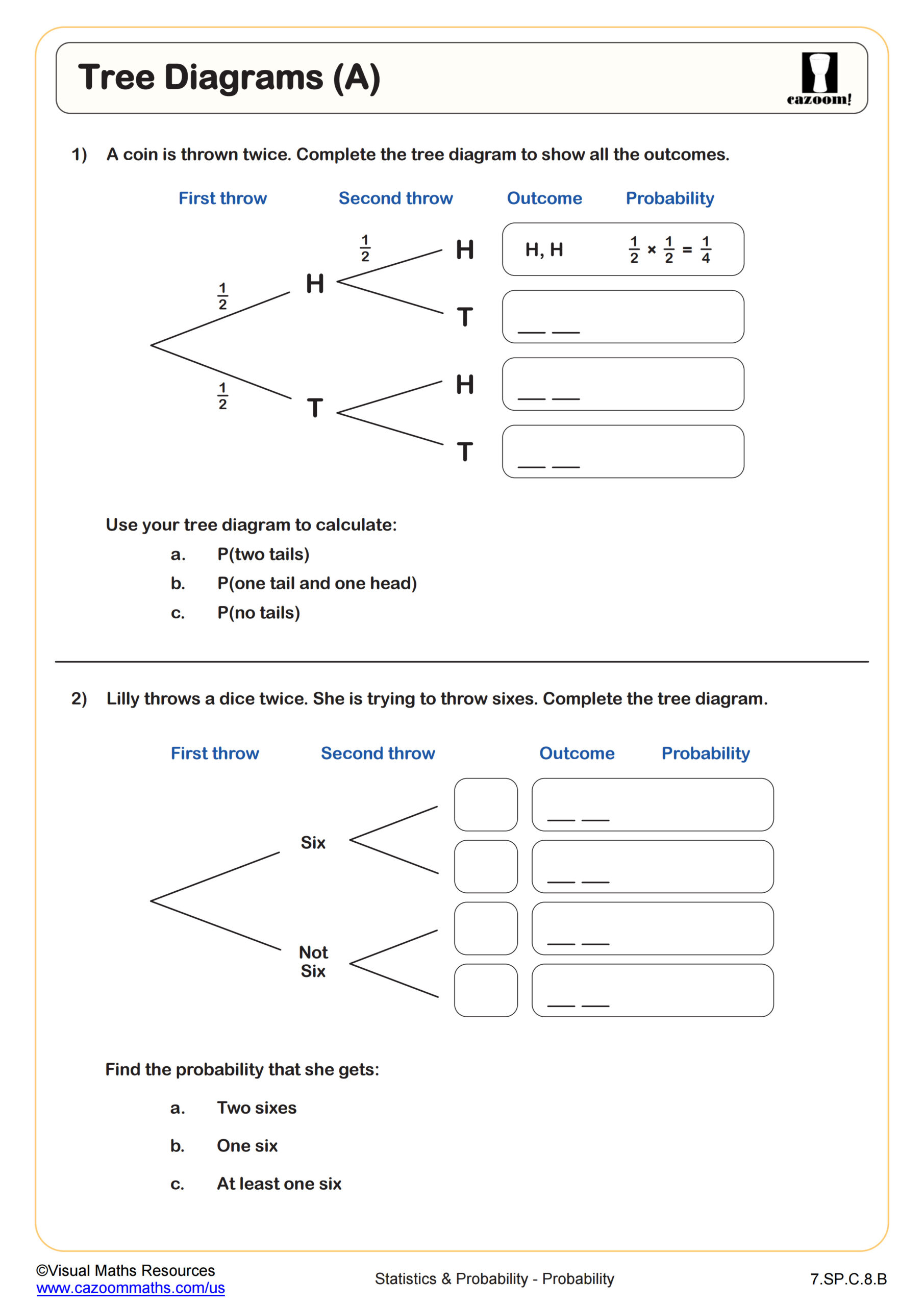 Tree Diagrams A Worksheet Scaled