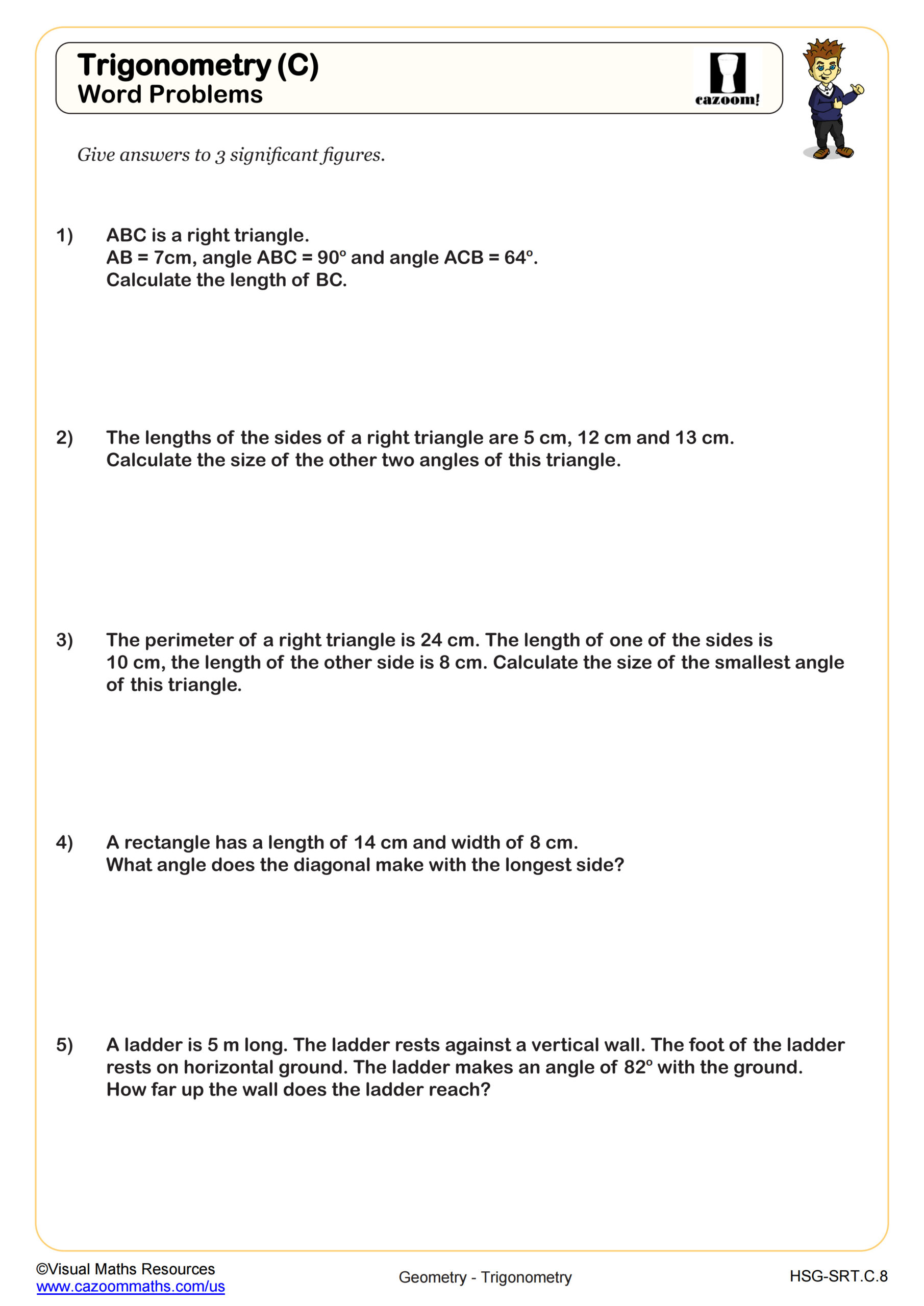 Preview of Trigonometic Ratios (SOH CAH TOA): Word Problems