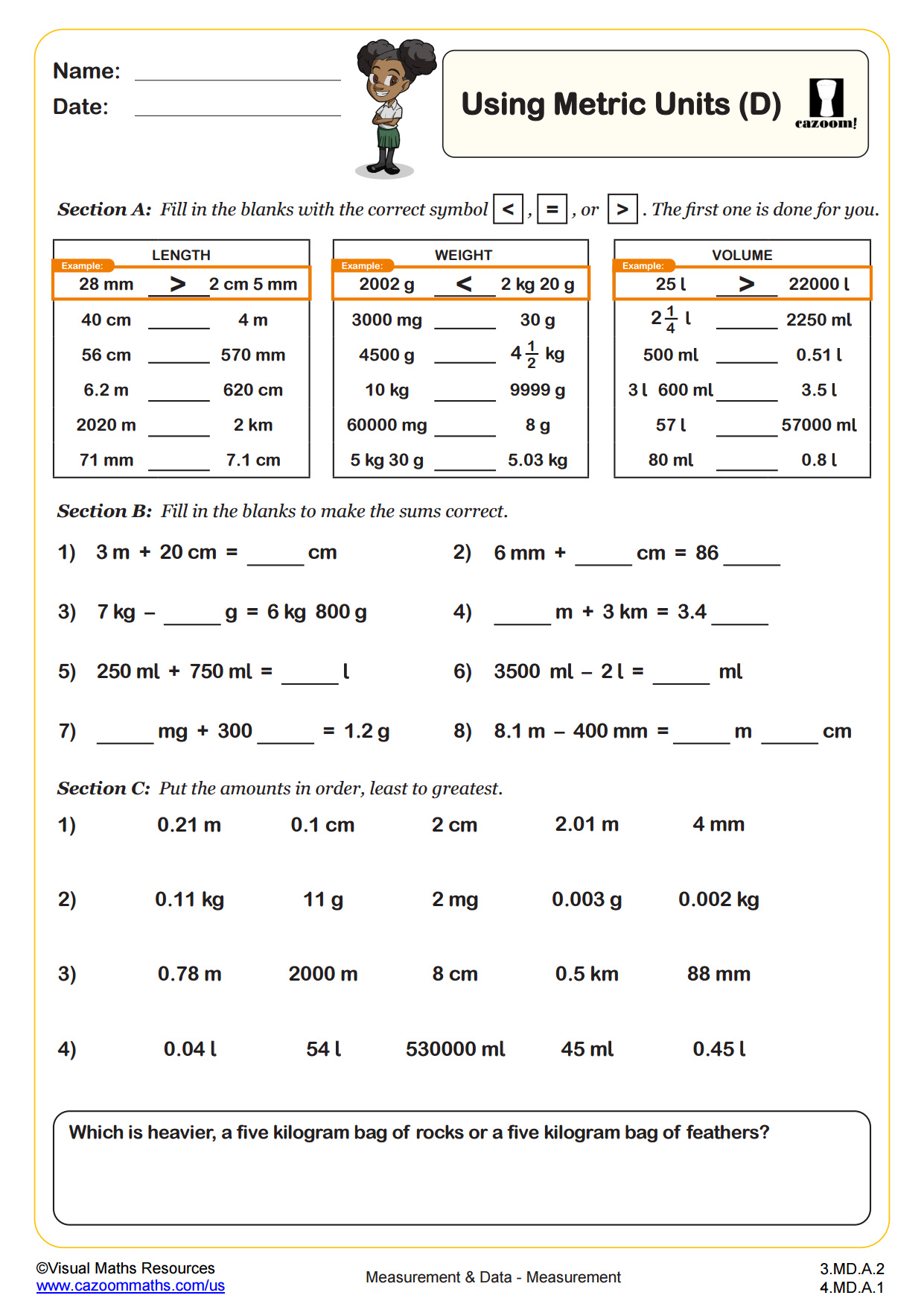 Preview of Using Metric Units (D)