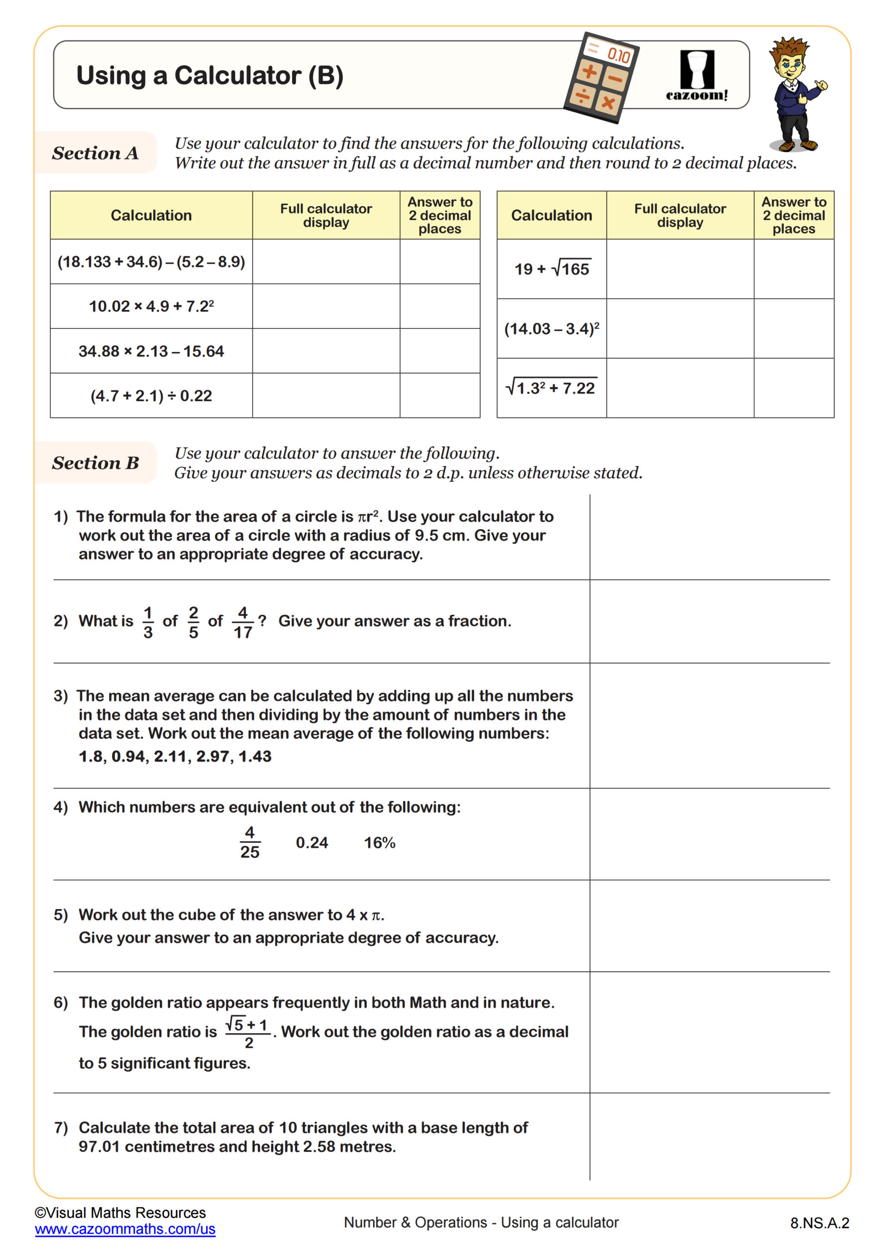 Using A Calculator B Worksheet Scaled