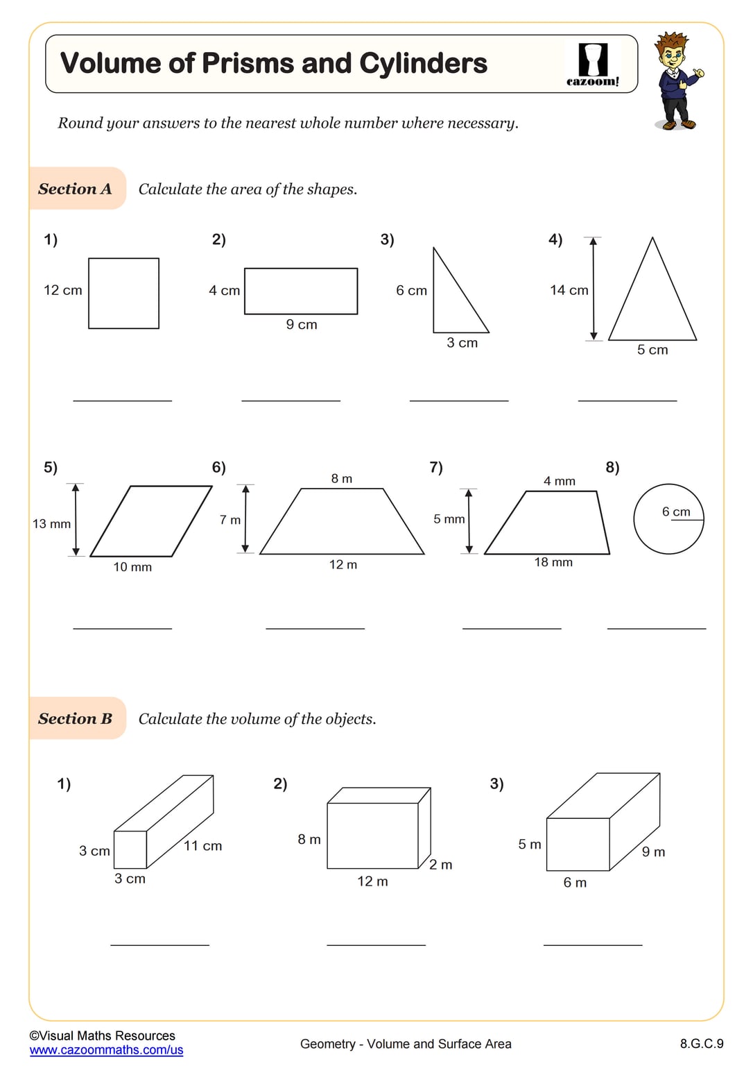 Volume of Pyramids Cones and Spheres Worksheet Fun and Engaging 8th
