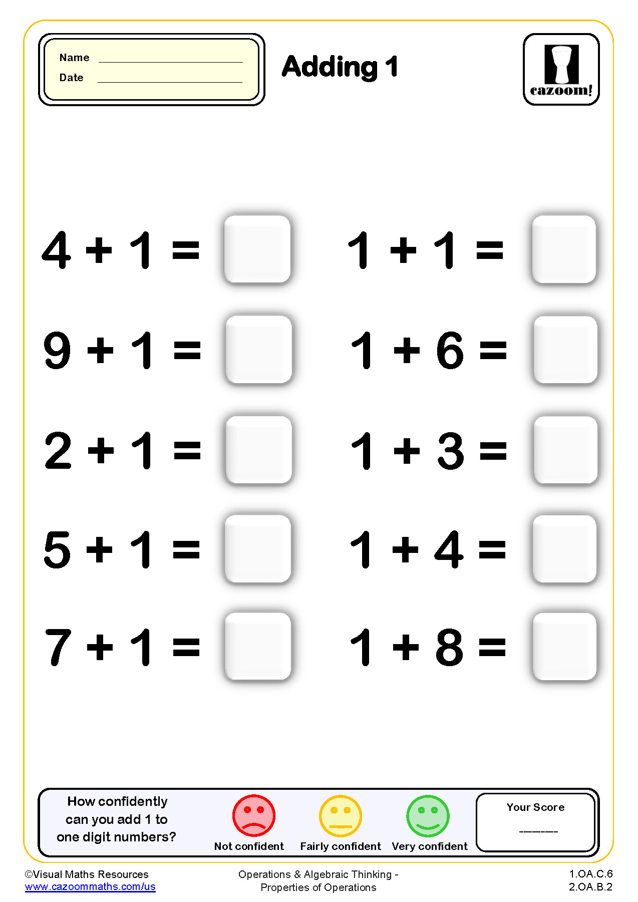Preview of Adding 1 (10 questions)