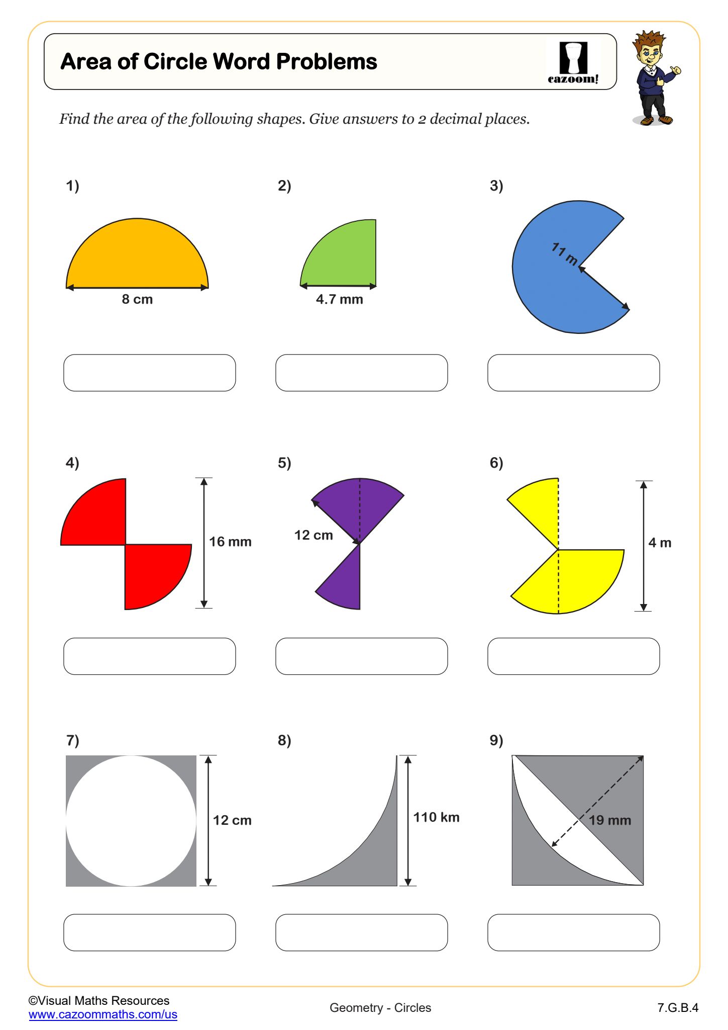 Preview of Area of Circle Word Problems