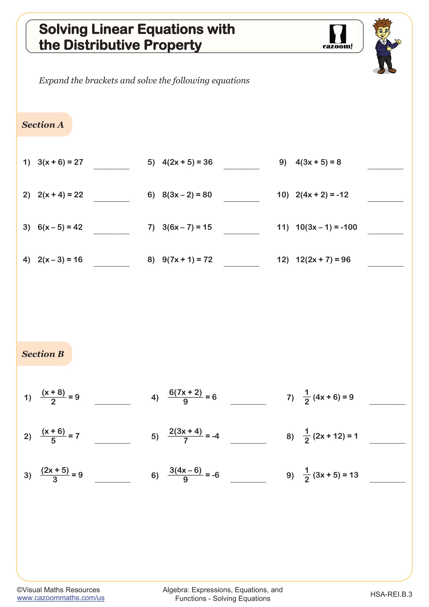 Preview of Solving Linear Equations with the Distributive Property
