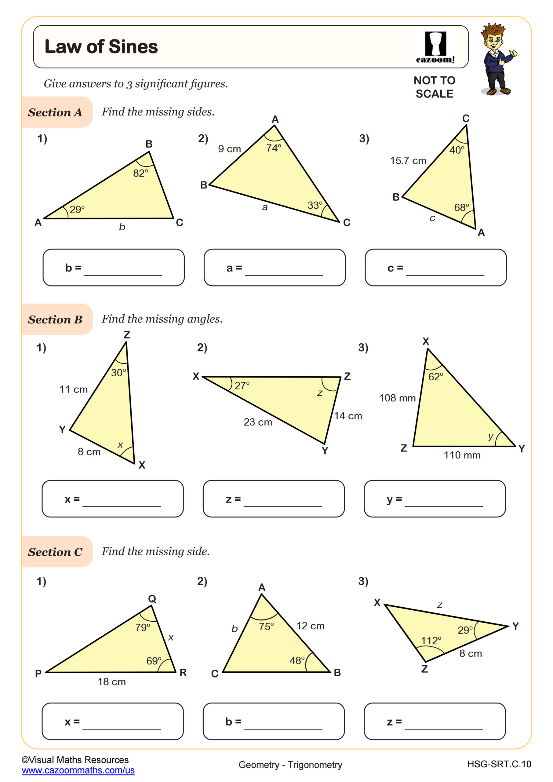 Law Of Sines Worksheet Scaled