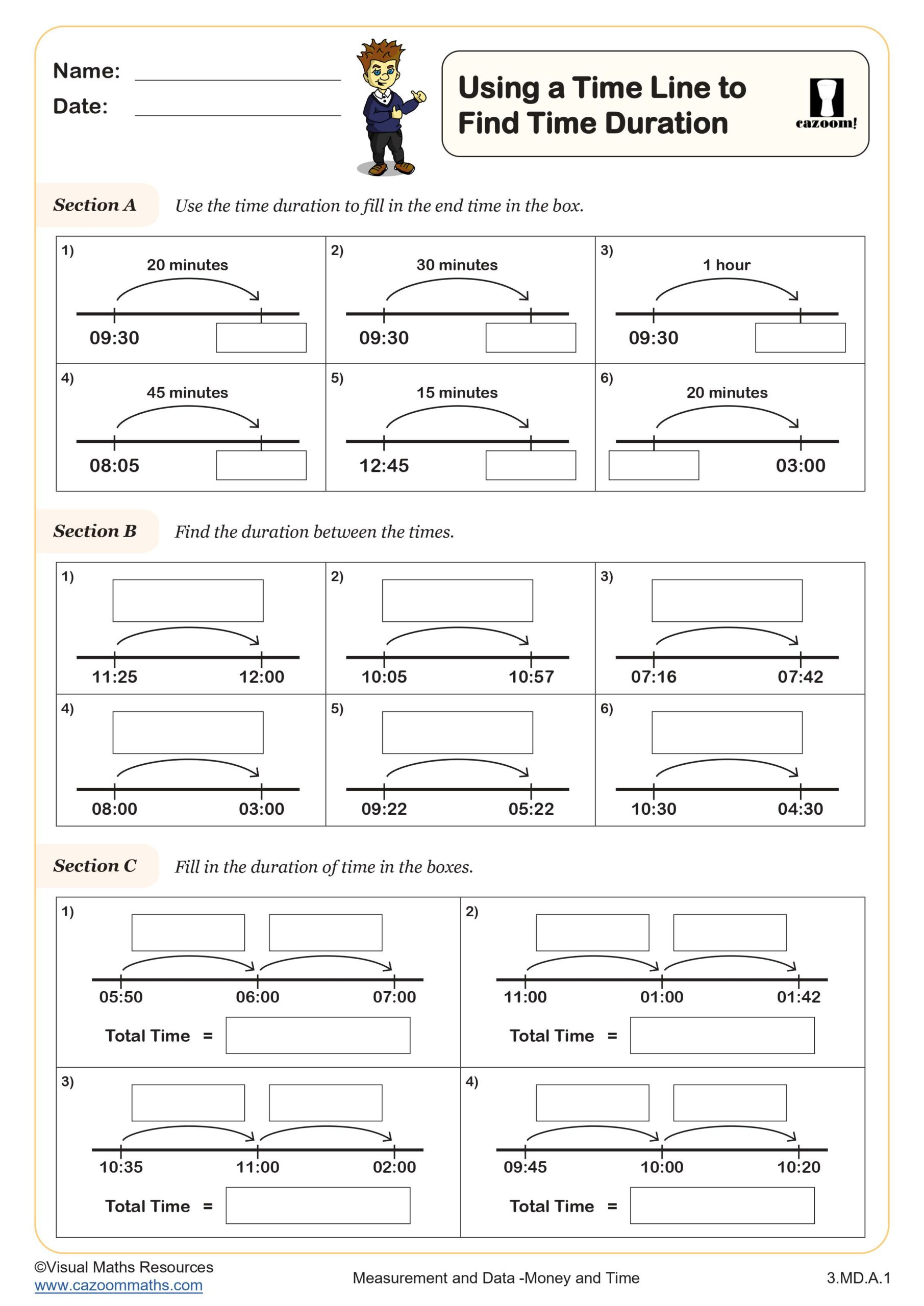 Preview of Using a Time Line to Find Time Duration