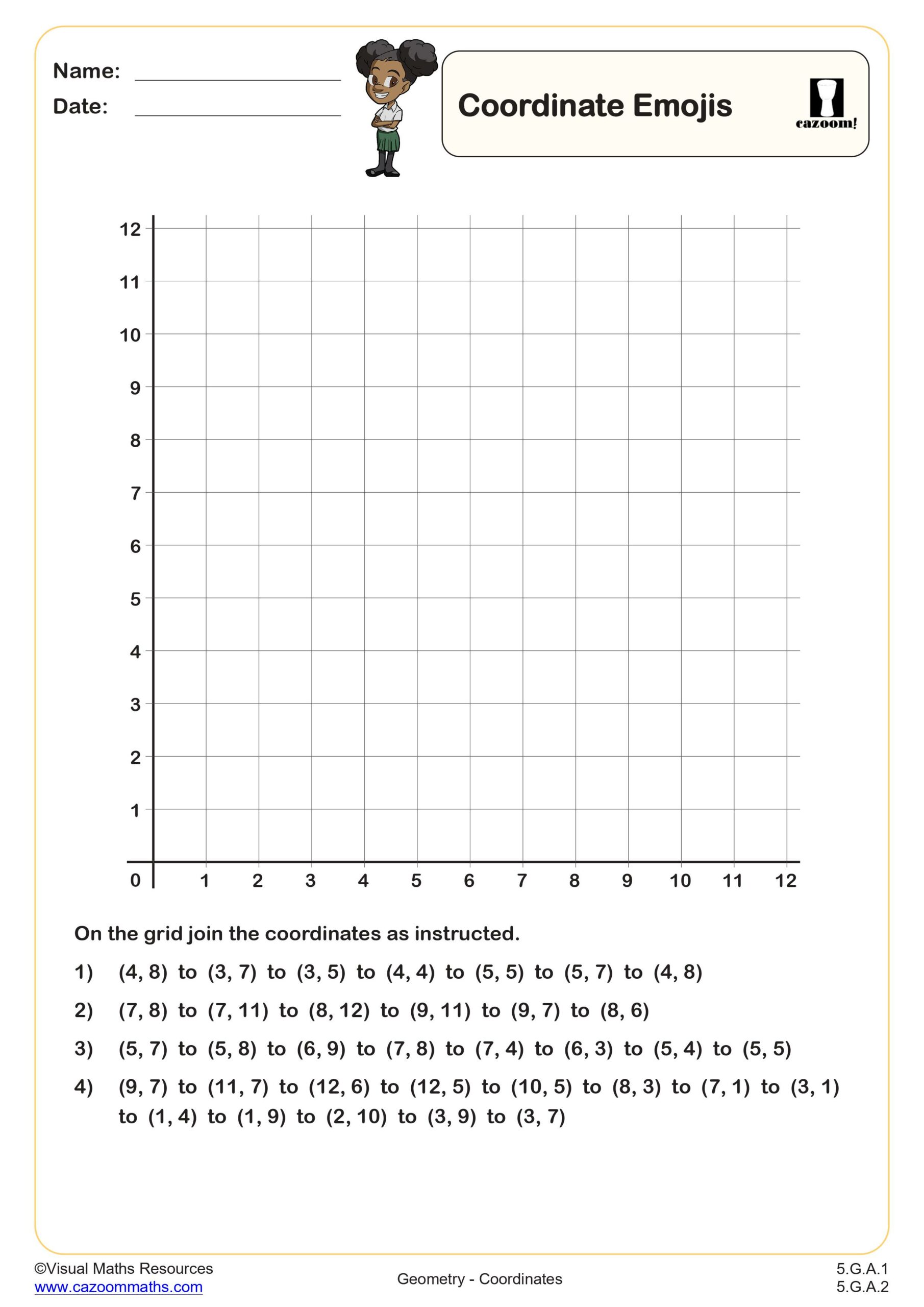 Cazoom Maths Position And Direction Coordinate Emojis Images 1 Scaled