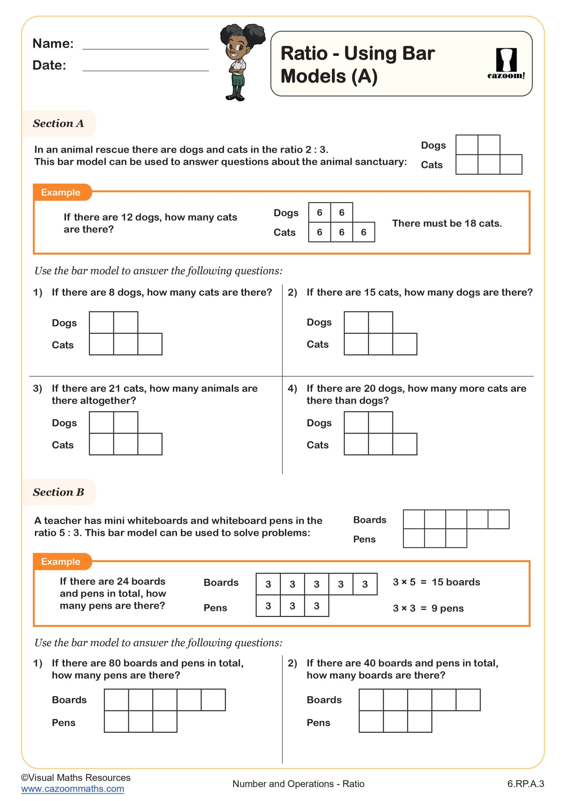 Cazoom Maths Ratio And Proportion Ratio Using Bar Models28A29 Scaled