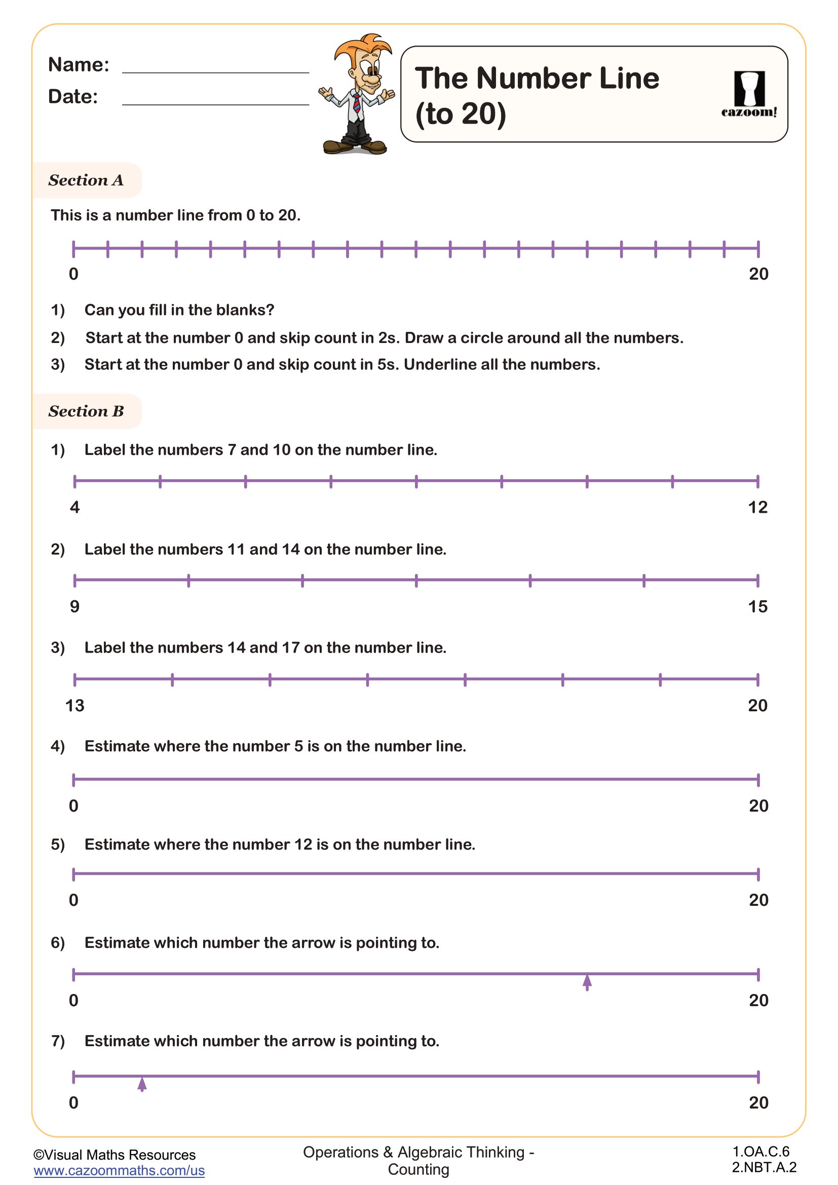 Preview of The Number Line (to 20)