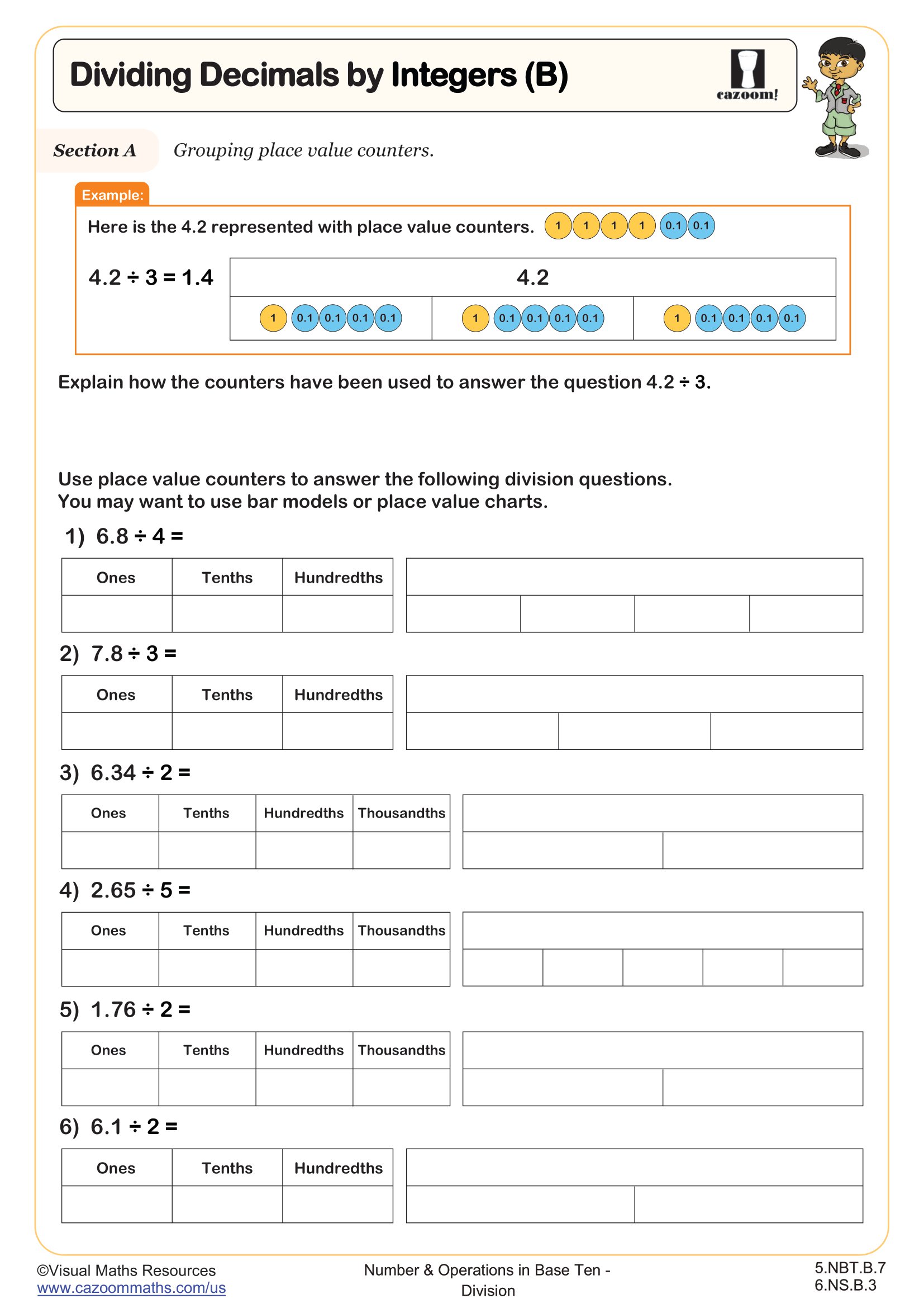 Preview of Divide Decimals by Integers (B)