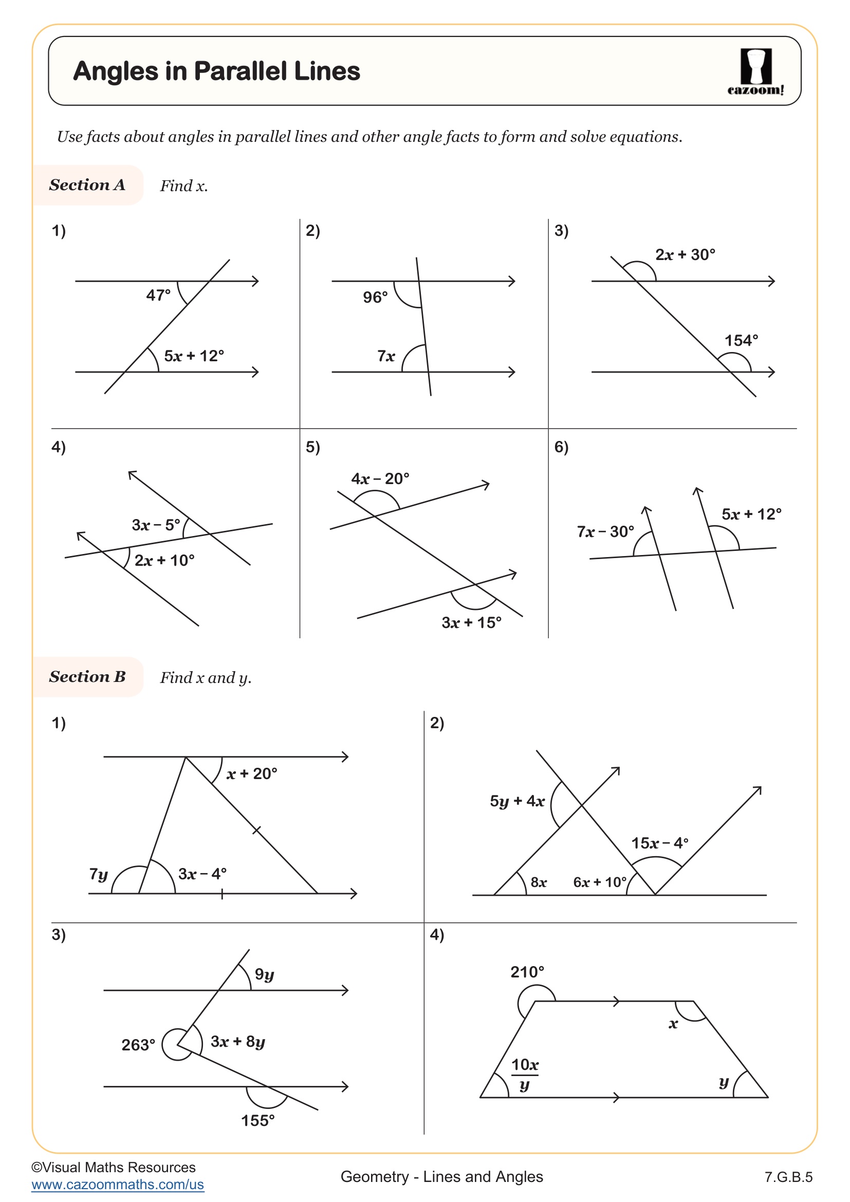 7th Grade Geometry Worksheets with Answer Keys