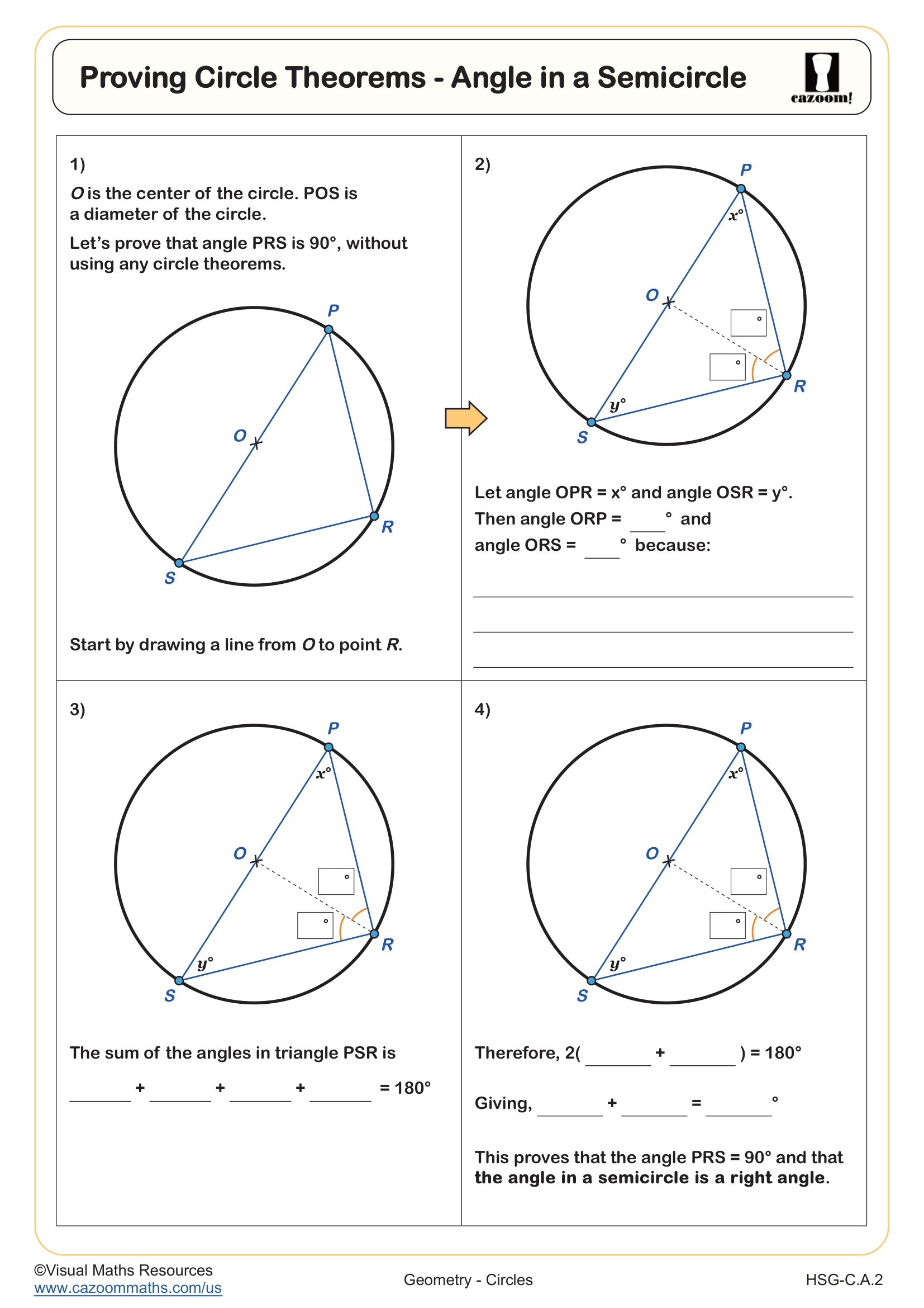 Preview of Proving Circle Theorems - Angle in a Semicircle