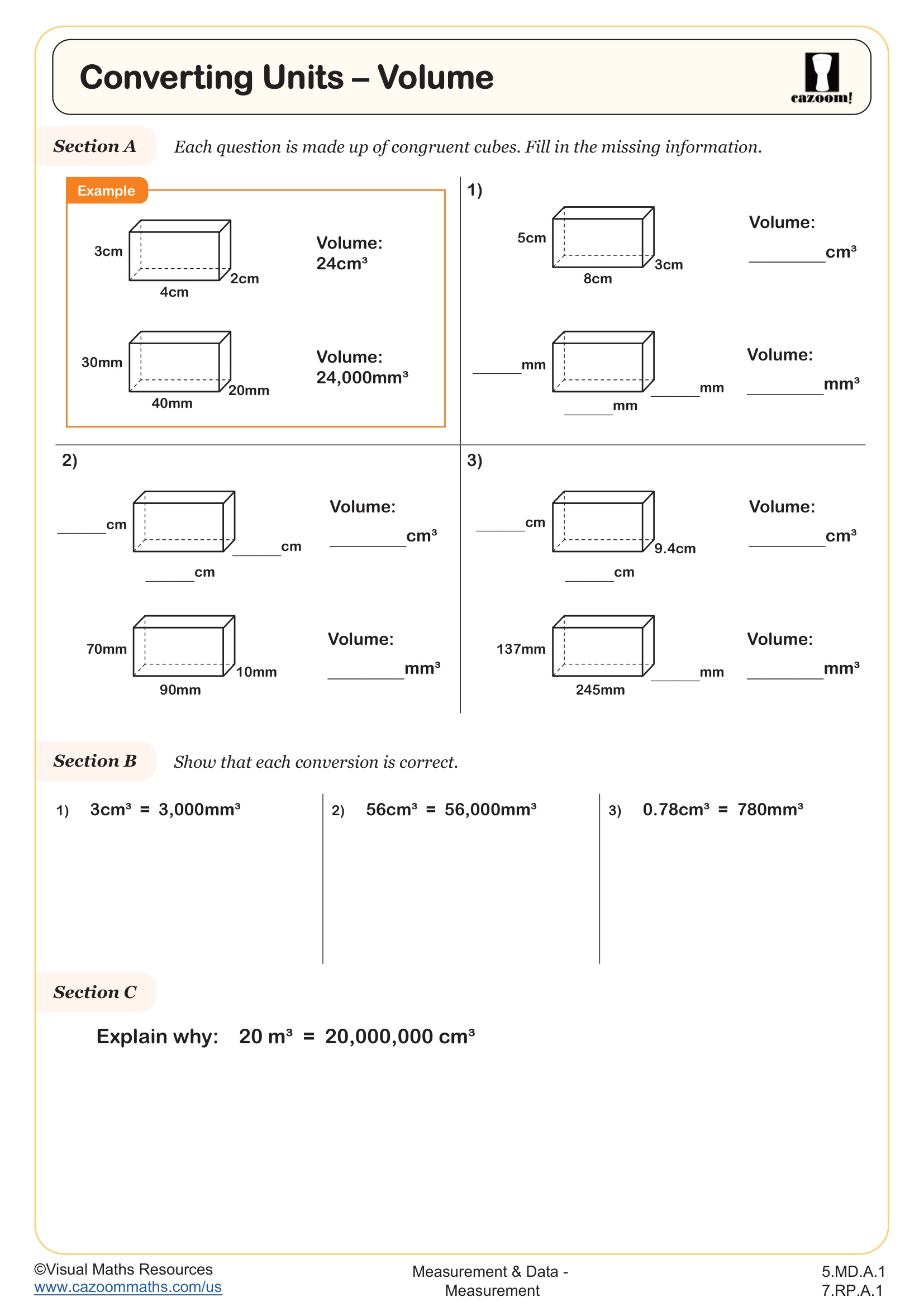 Preview of Converting Units - Volume