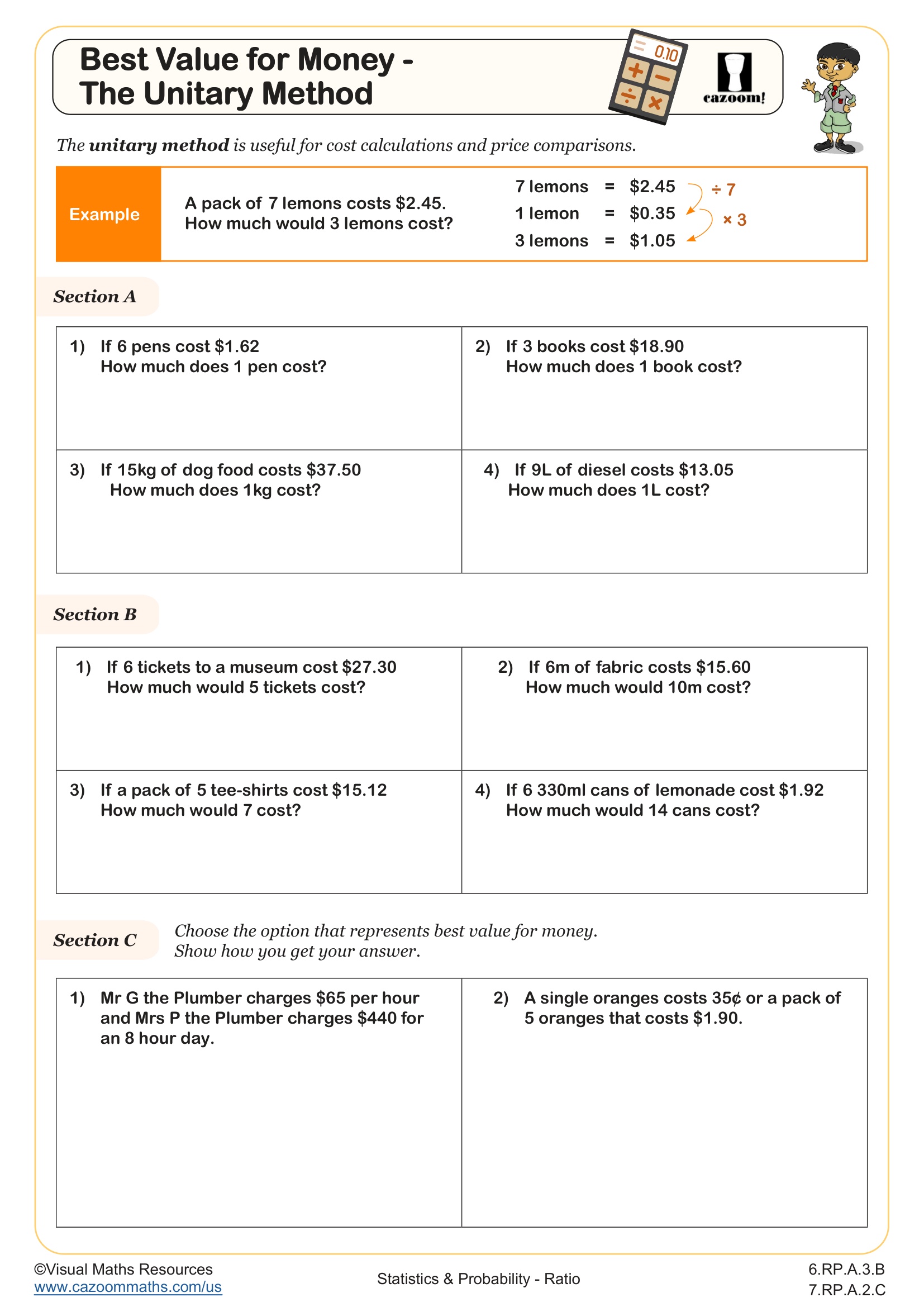 Preview of Best Value for Money - the Unitary Method