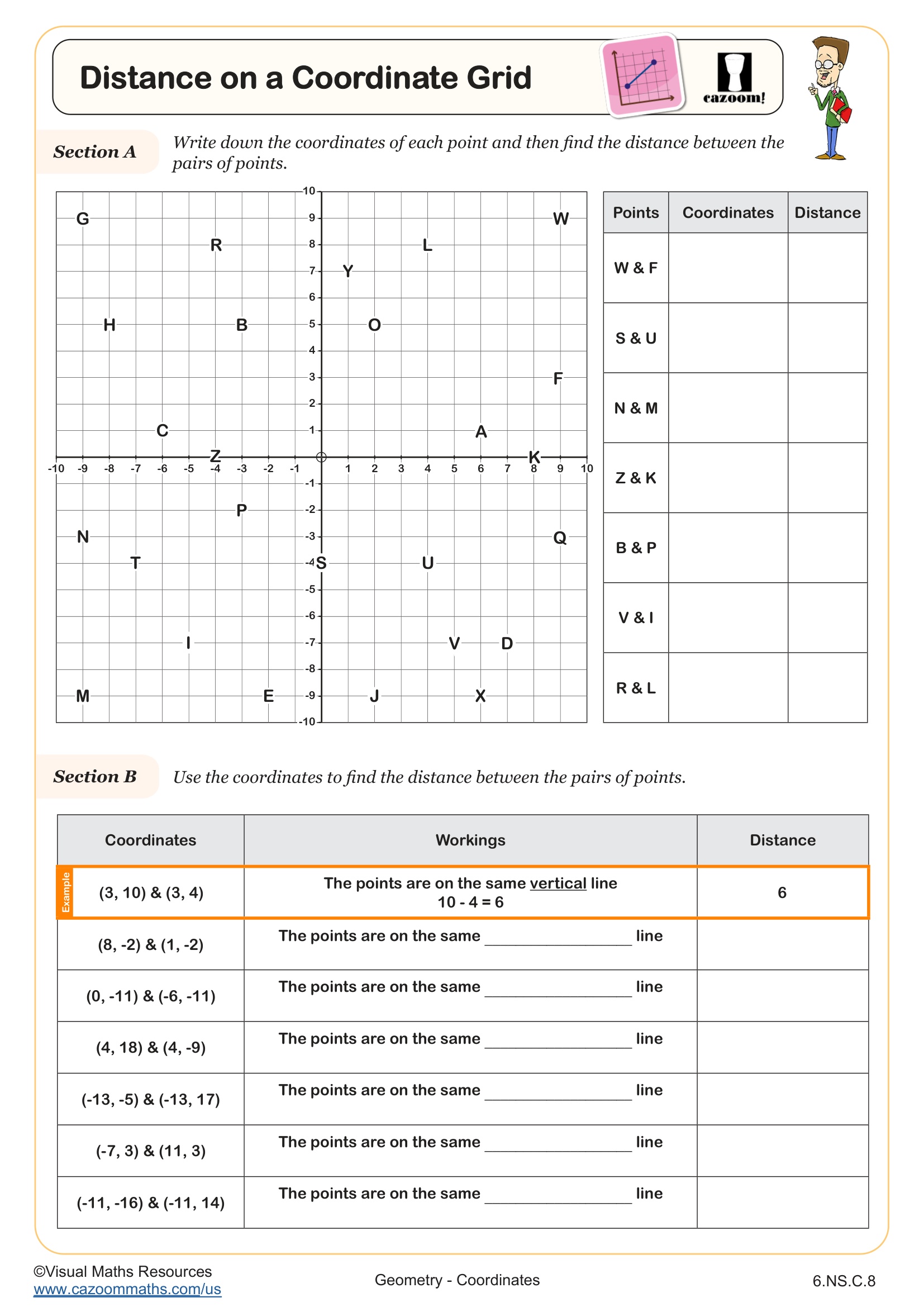 Distance on a Coordinate Grid