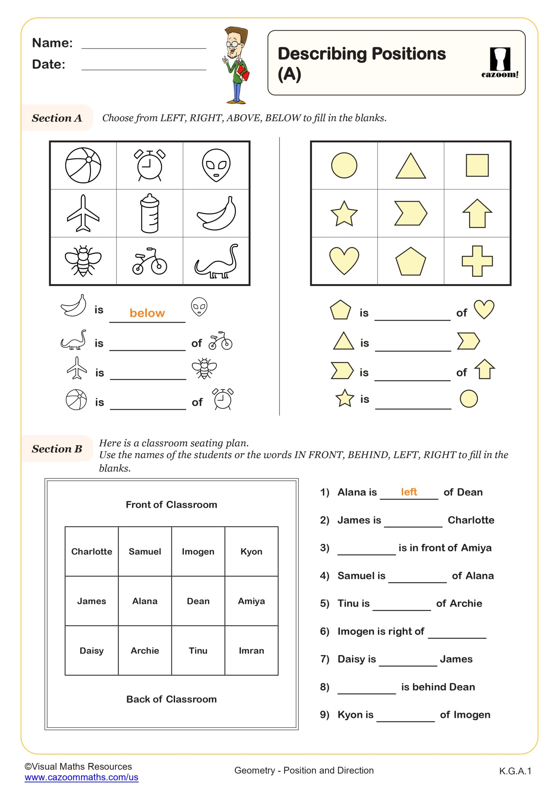 Preview of Describing Positions (A)