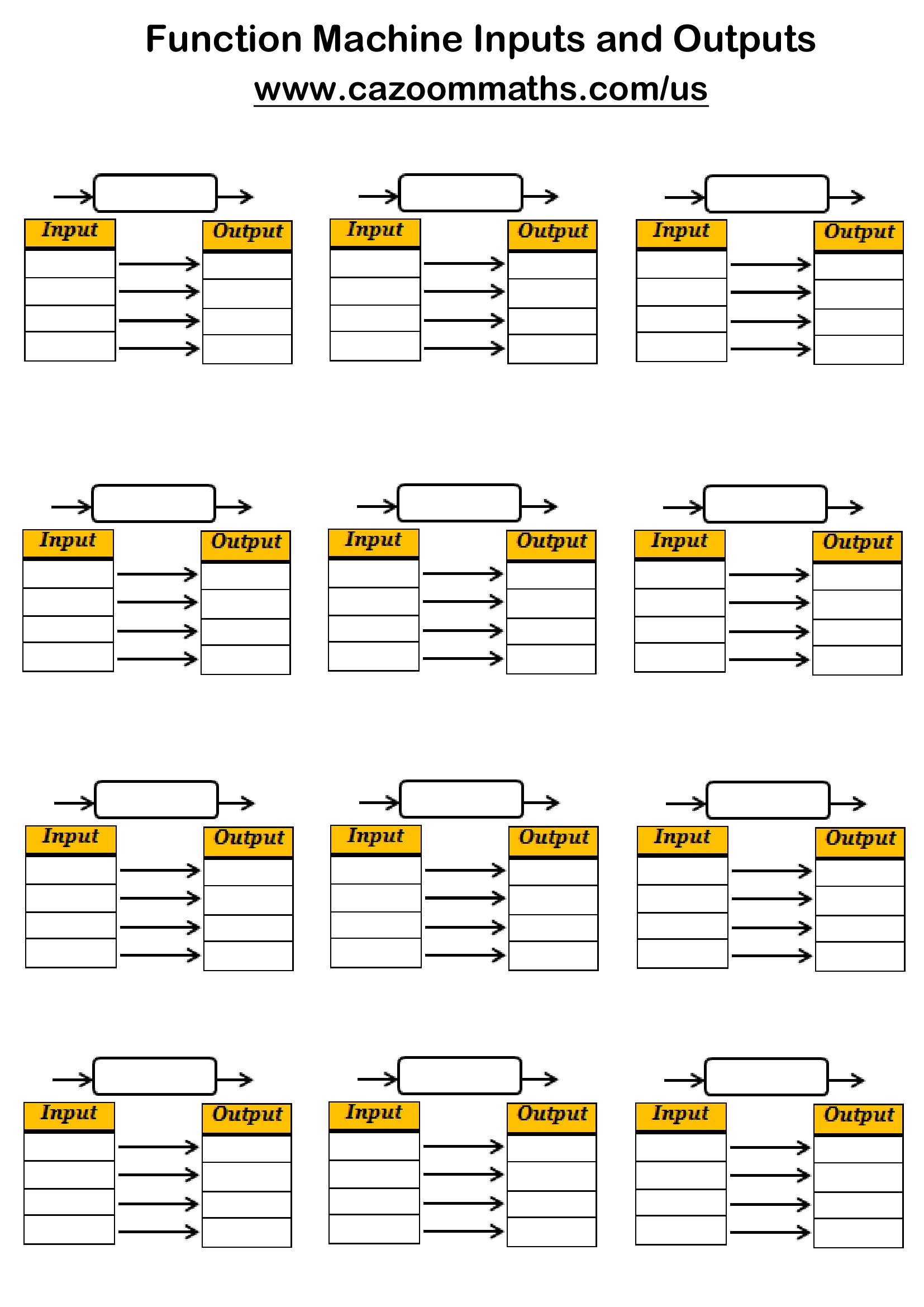 Cazoom Math Teaching Resources Function Machine Inputs And Outputs