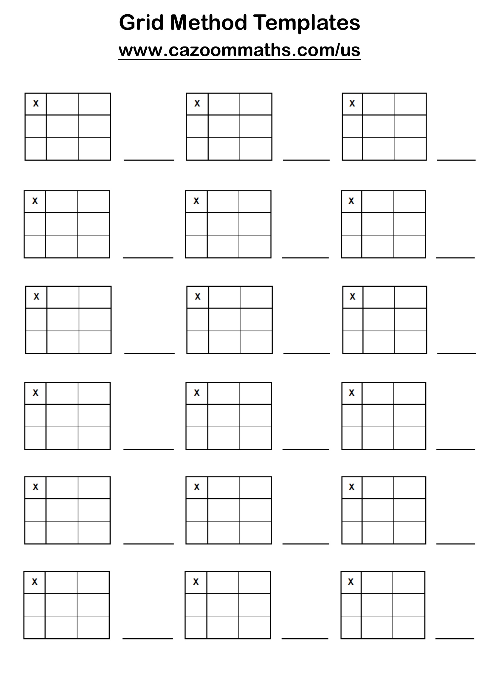 Cazoom Math Teaching Resources Grid Method Templates