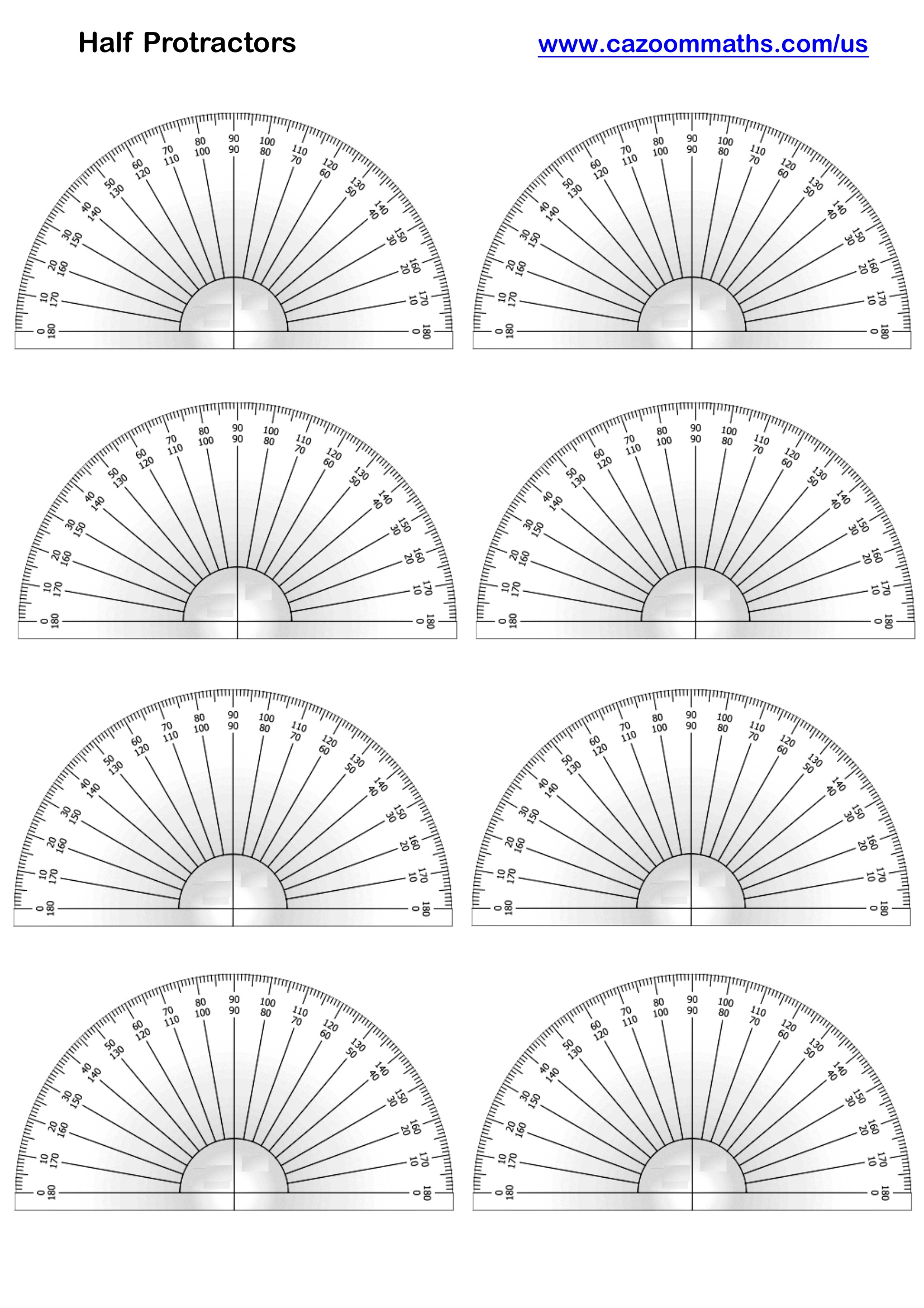 Preview of Printable Half Protractor