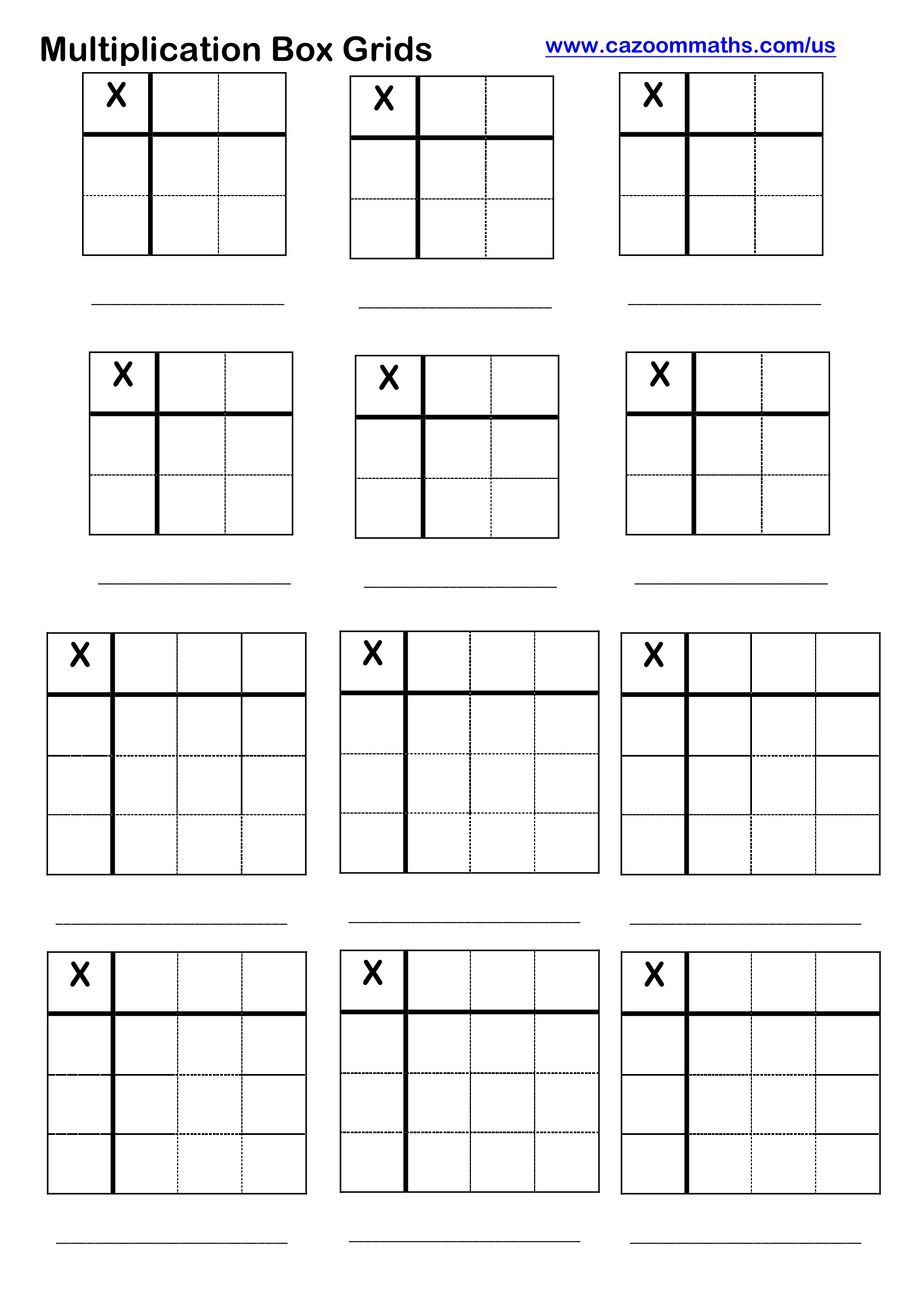 Multiplication Box Grids Free Teaching Resource