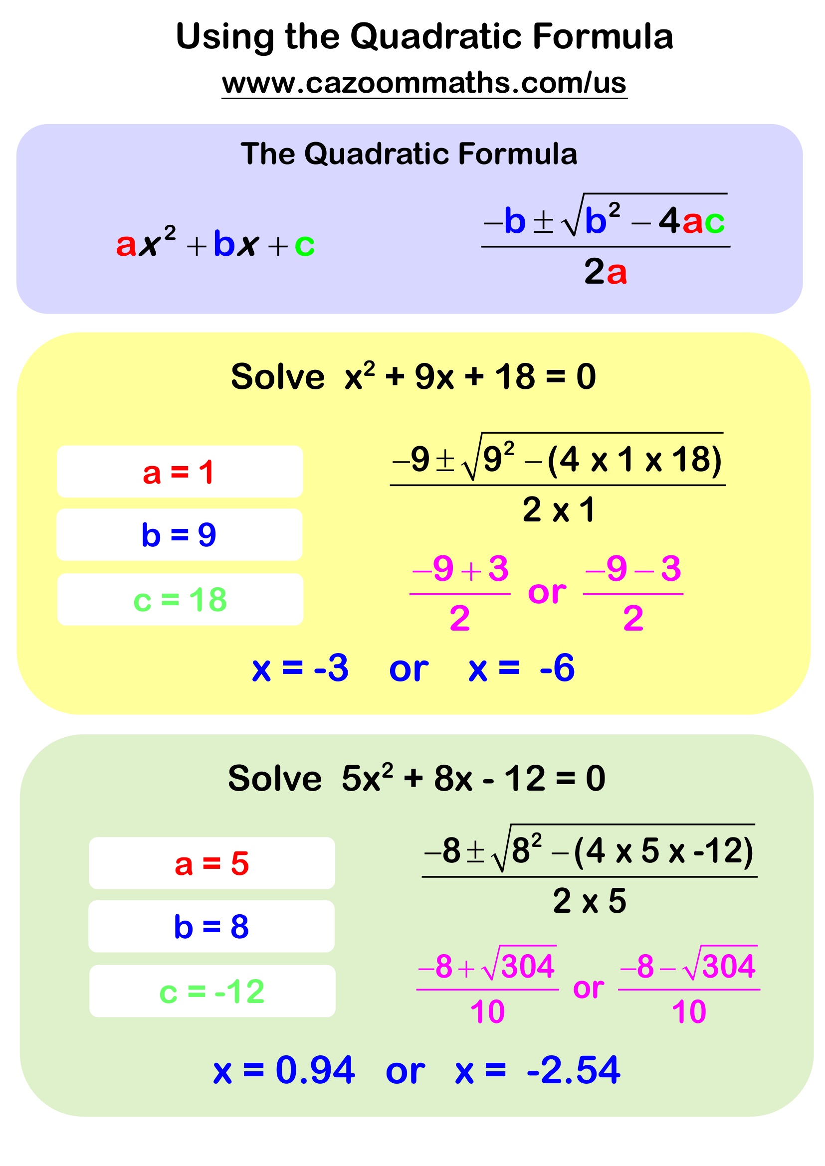 Preview of Using the Quadratic Formula