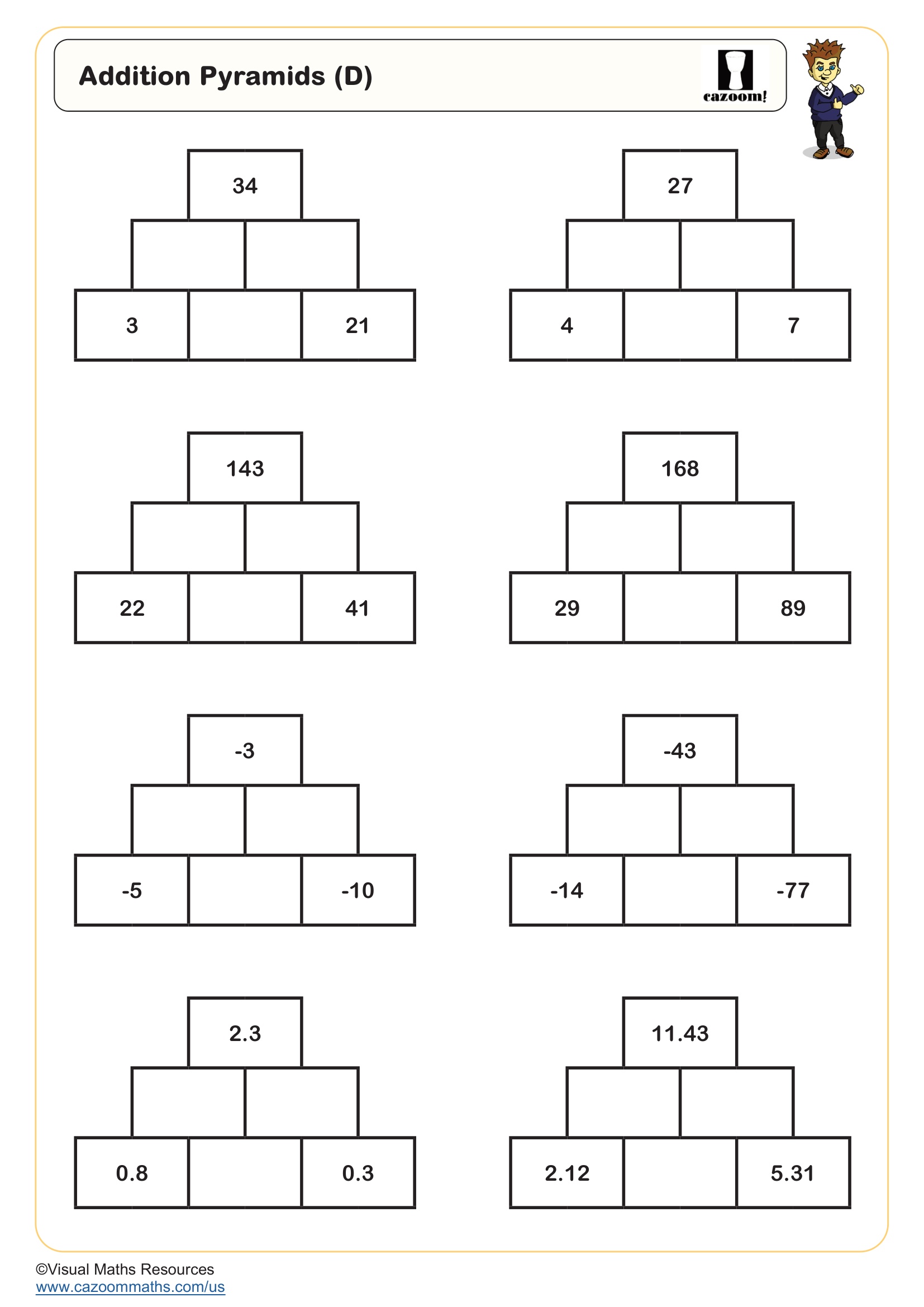 Addition Pyramids (D) Free Teaching Resource