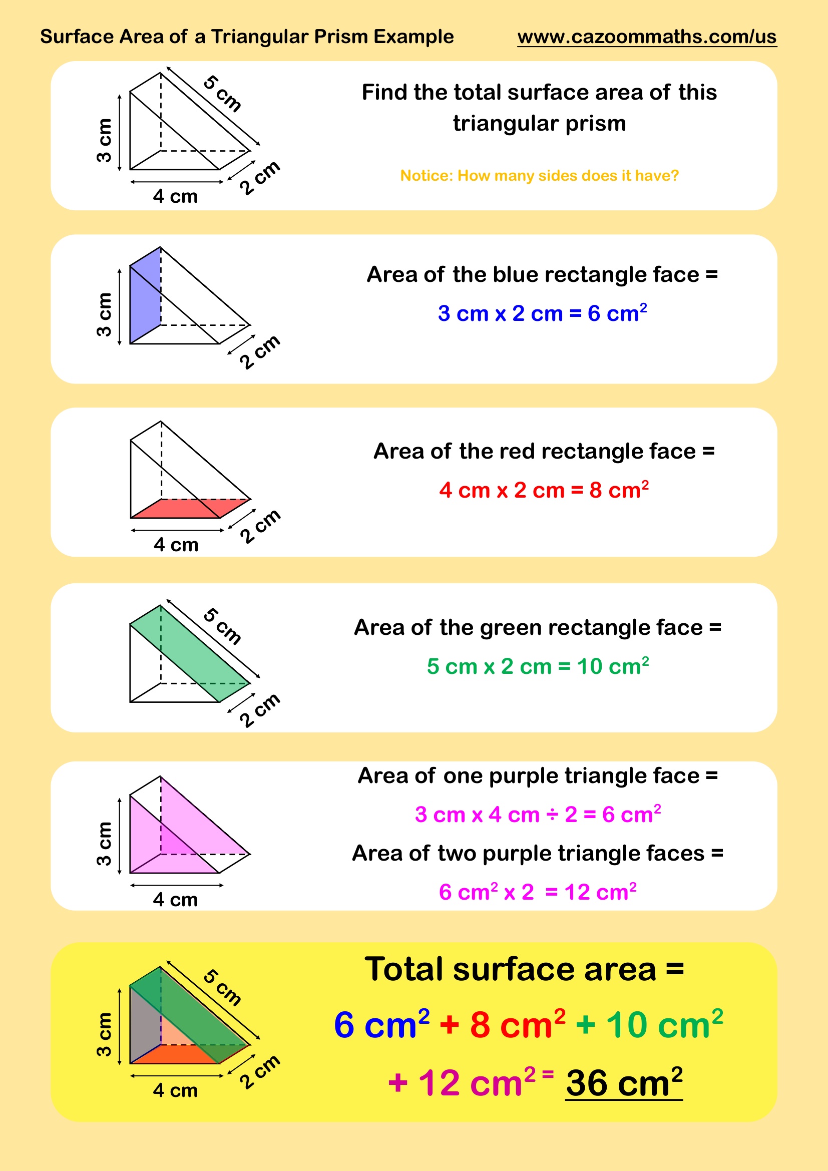Surface Area of a Triangular Prism Example | FREE Teaching Resources ...