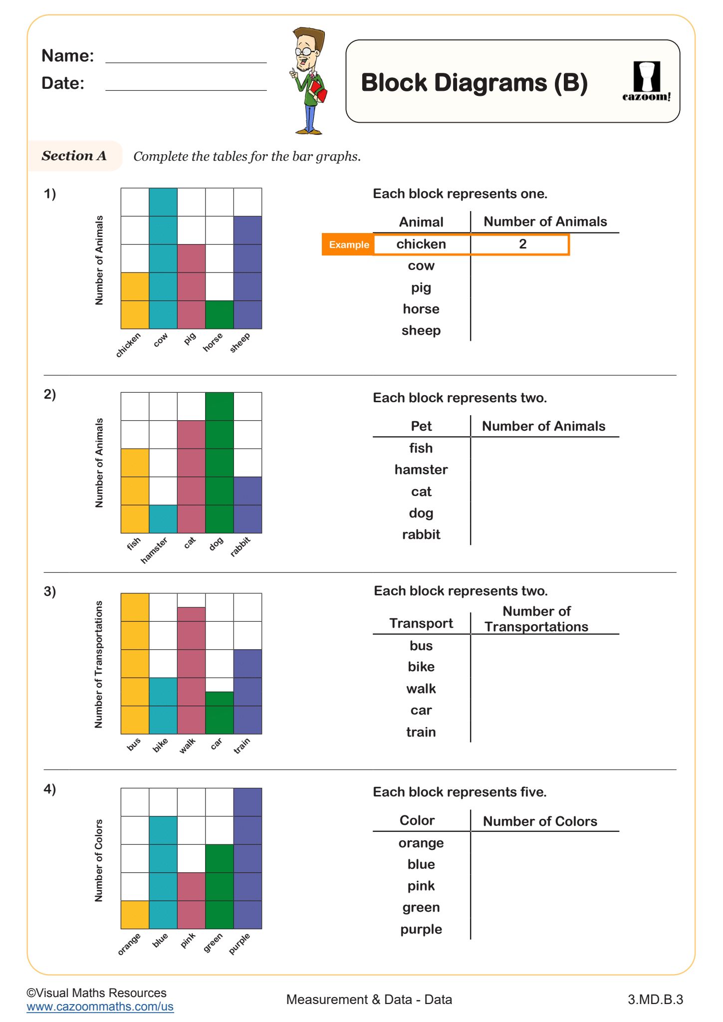Cazoom Math Data Block Diagram B Worksheet
