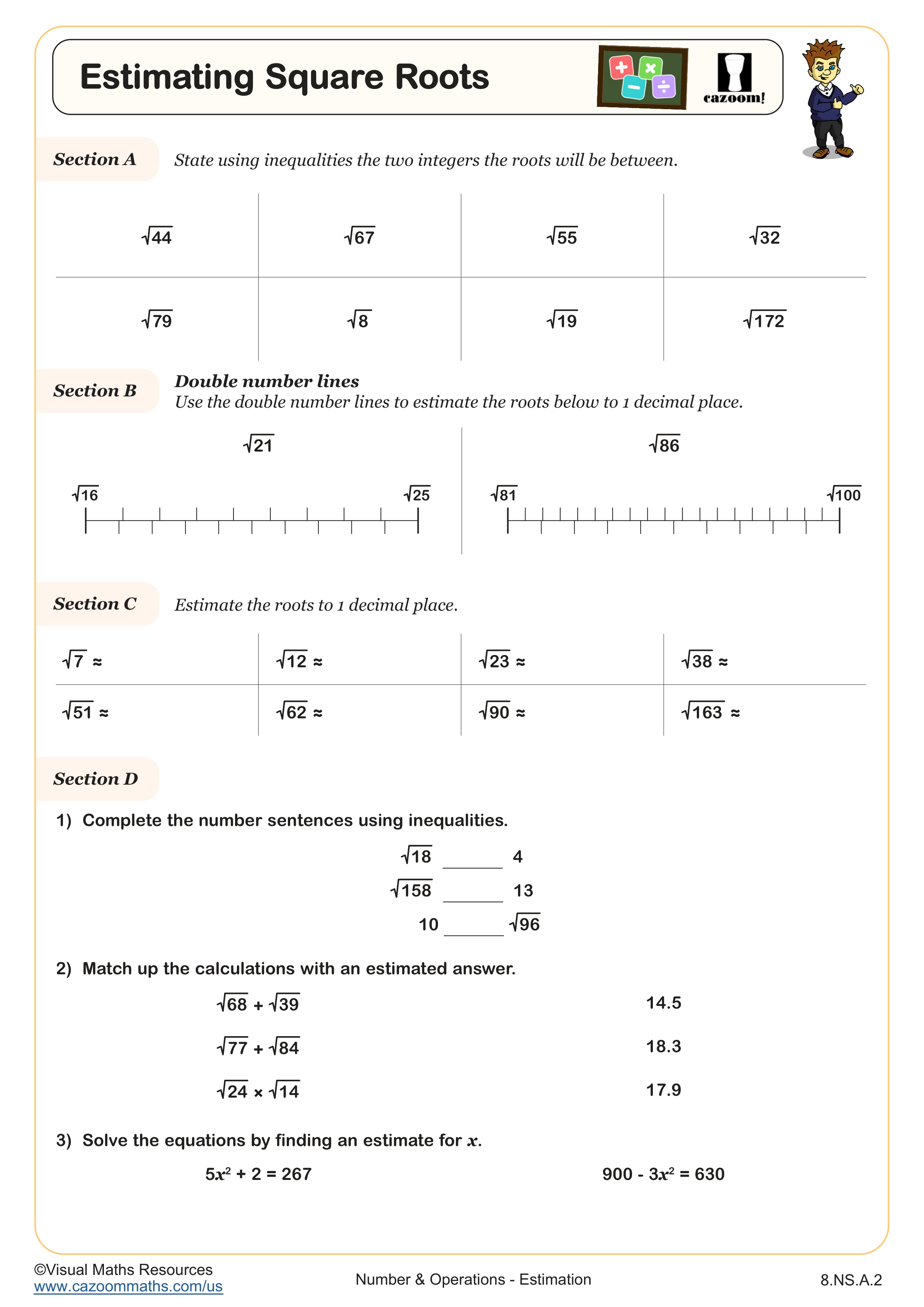 Preview of Estimating Square Roots