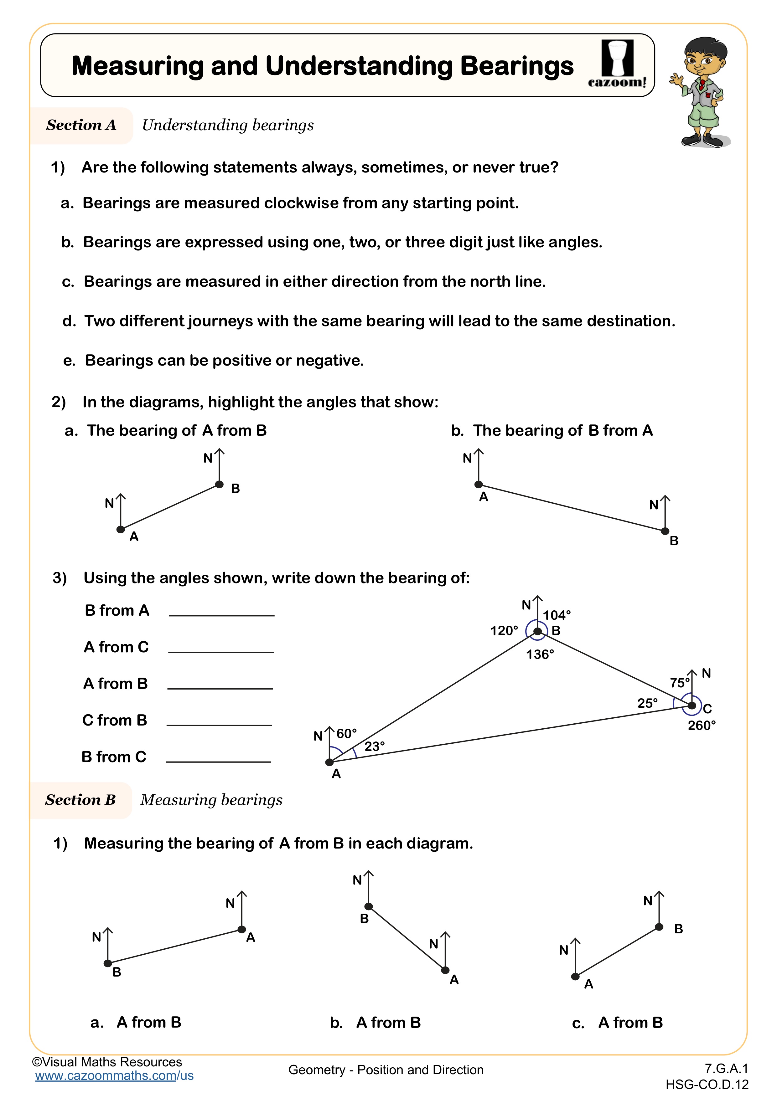 Position and Direction Worksheets With Answers | Printable PDF Math ...