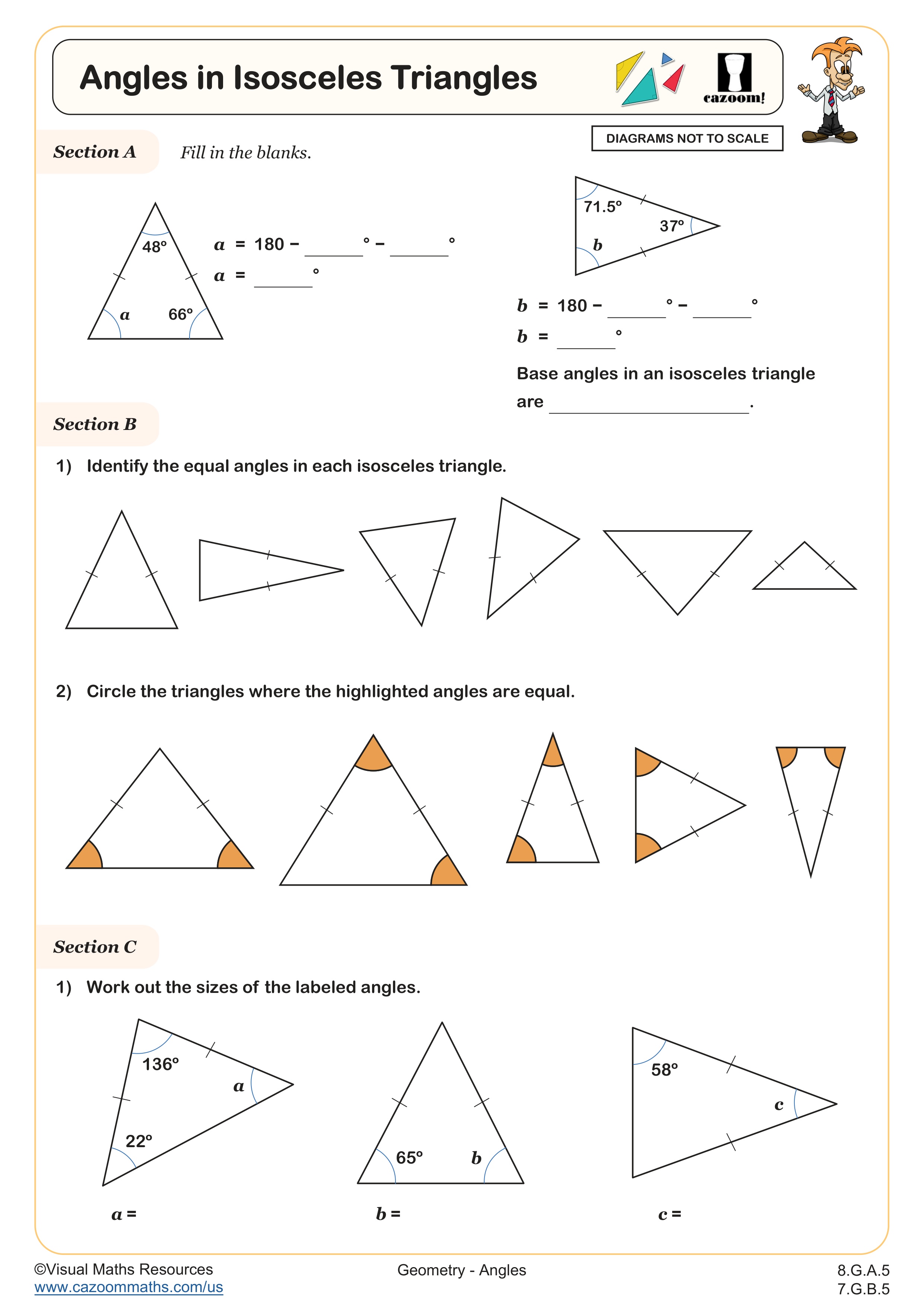 Preview of Angles in Isosceles Triangles
