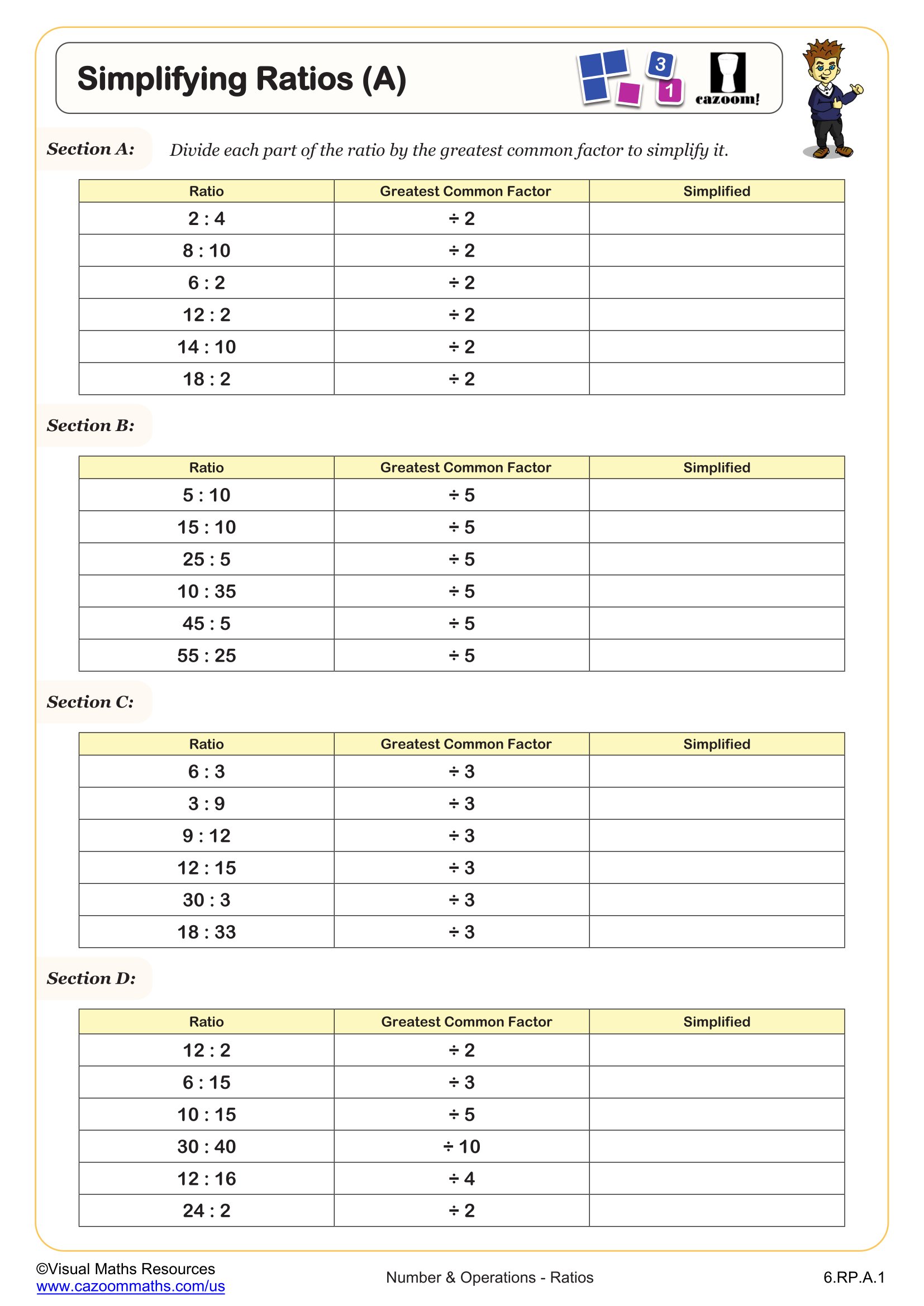 Preview of Simplifying Ratios