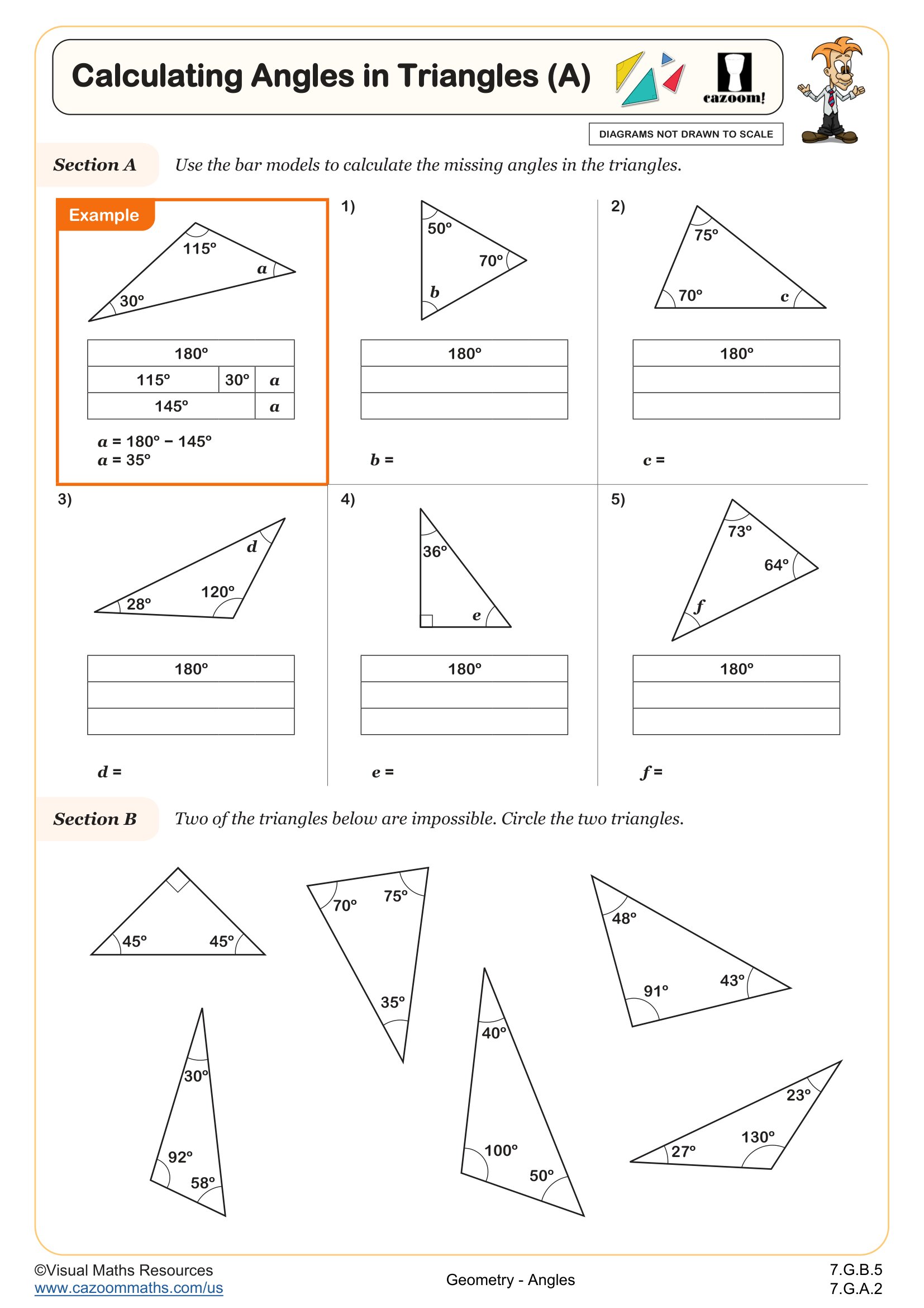Preview of Calculating Angles in Triangles (A)