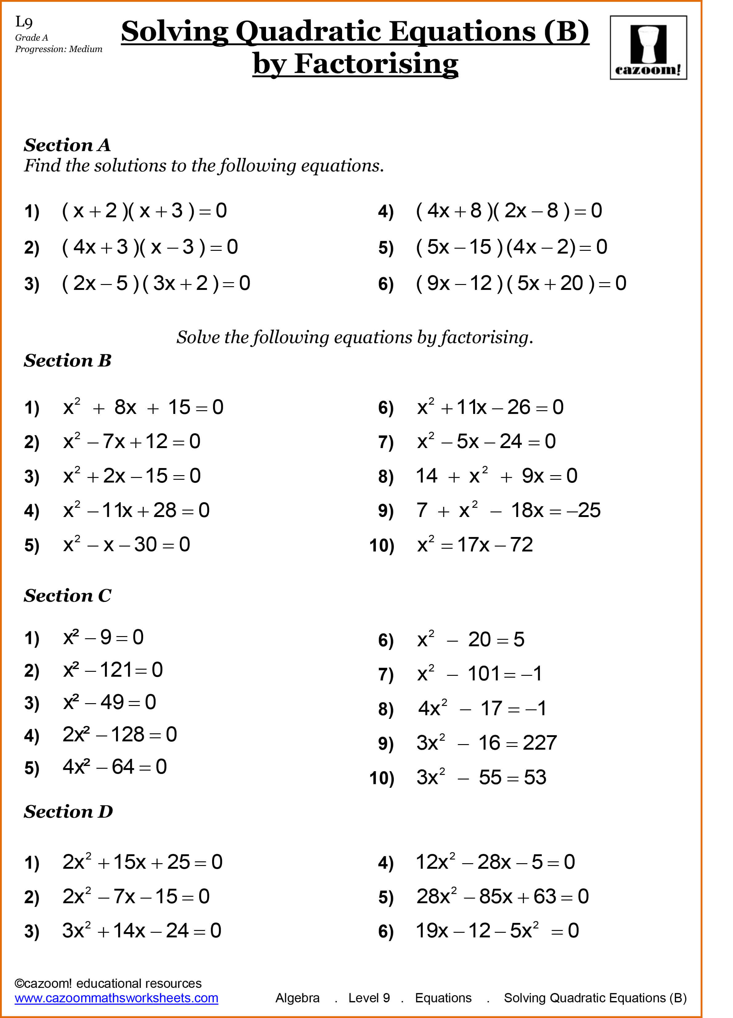 Free Printable Maths Worksheets For Year 10