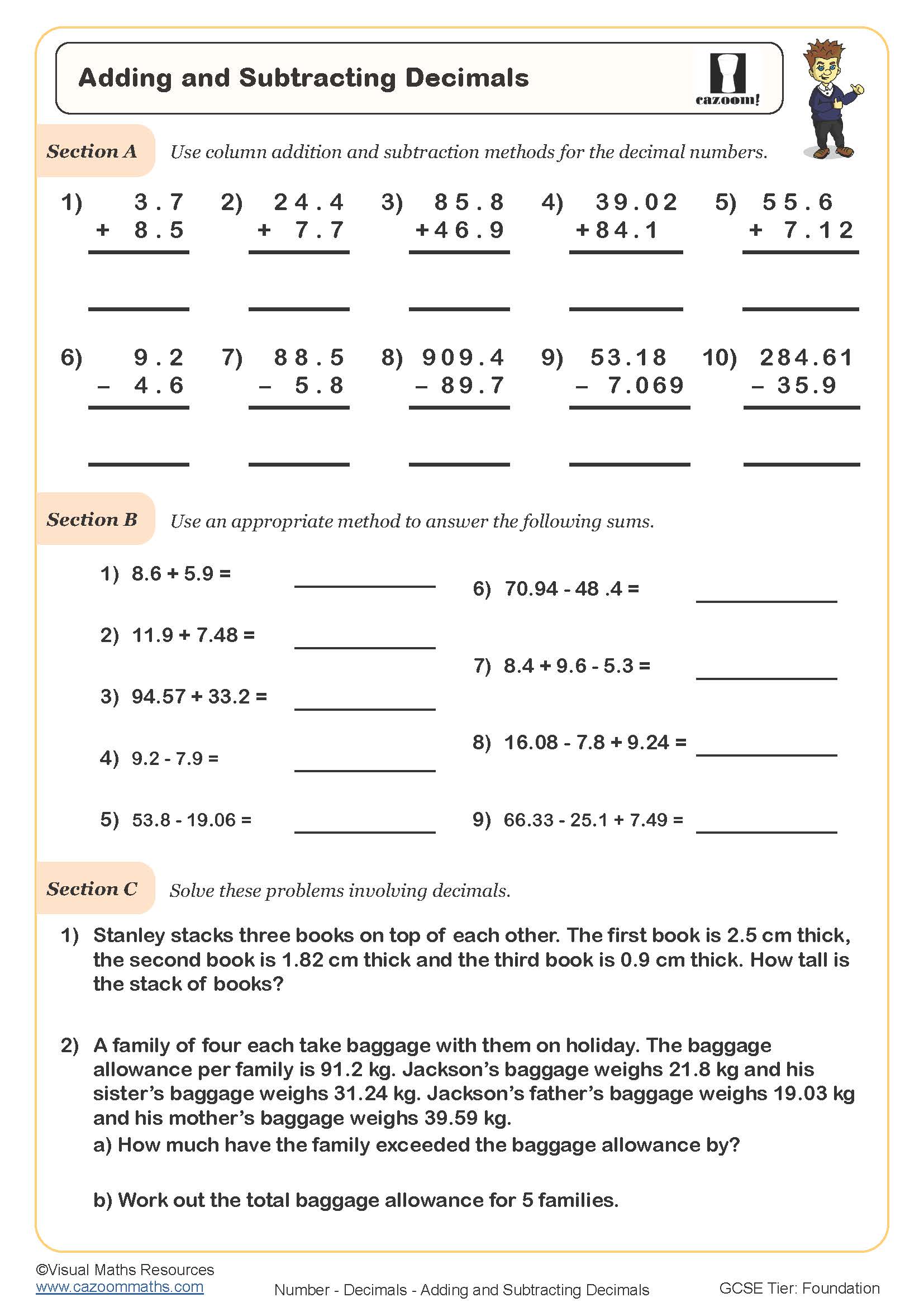 Preview of Adding and Subtracting Decimals
