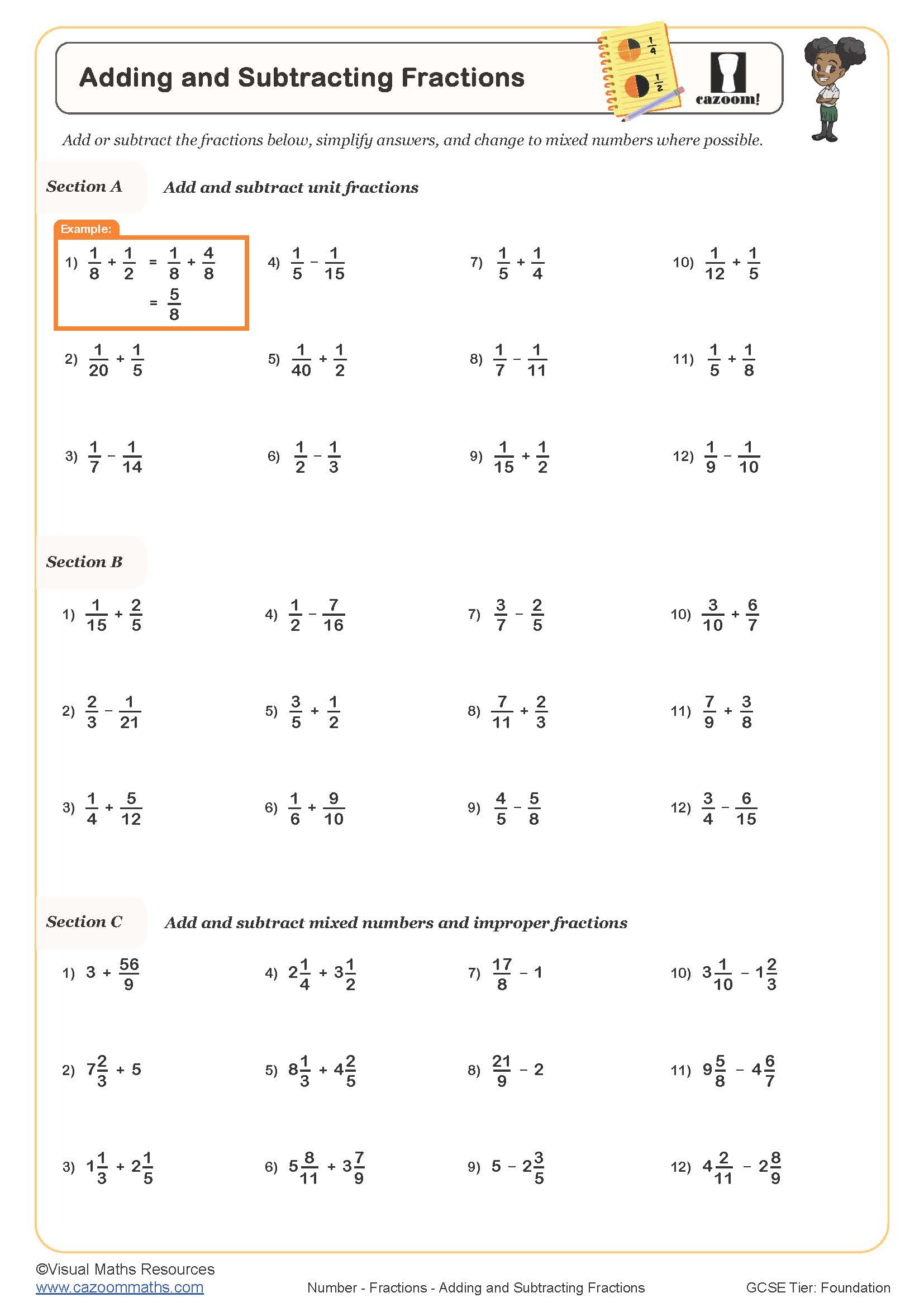 Preview of Adding and Subtracting Fractions