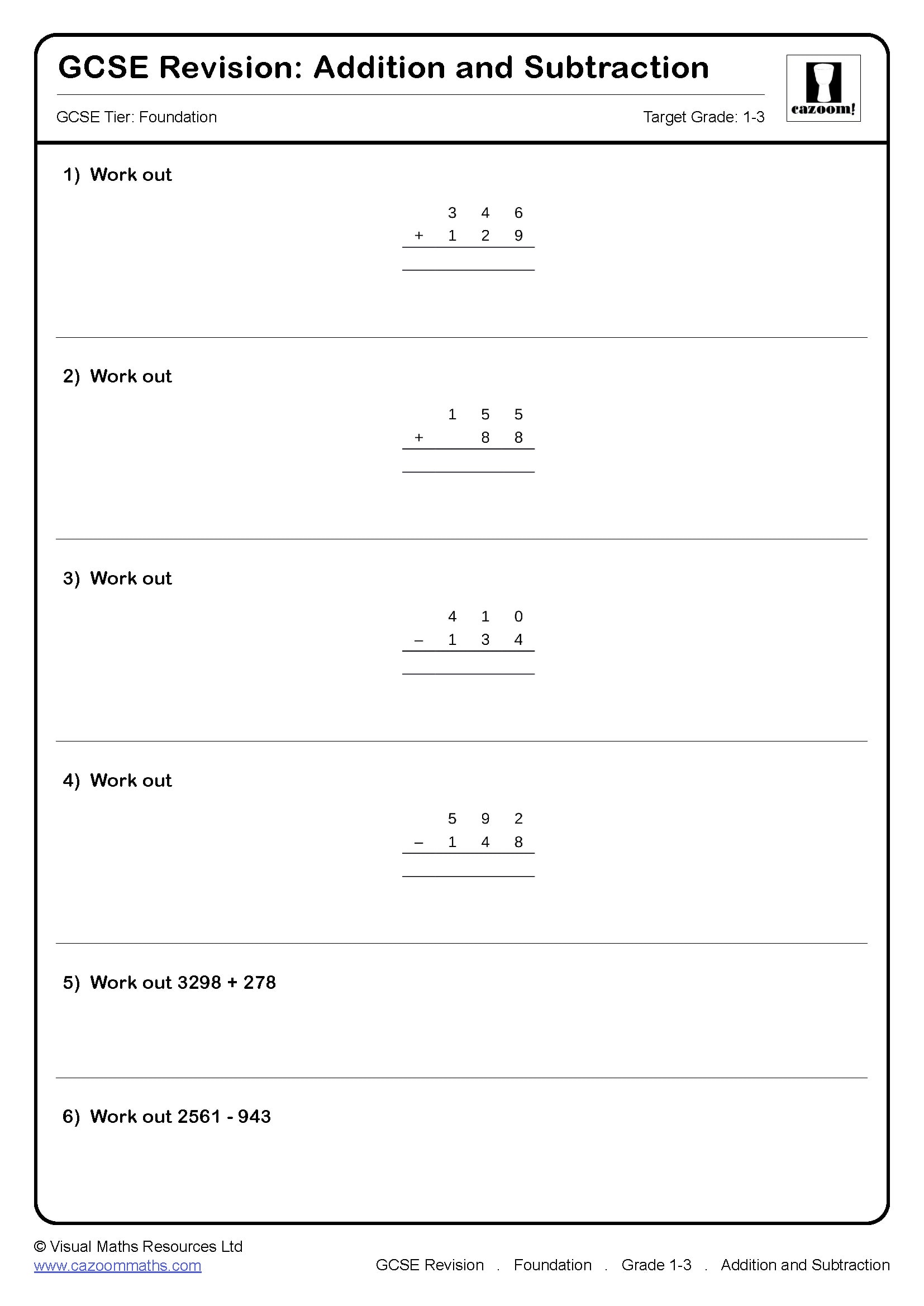 Preview of Addition and Subtraction