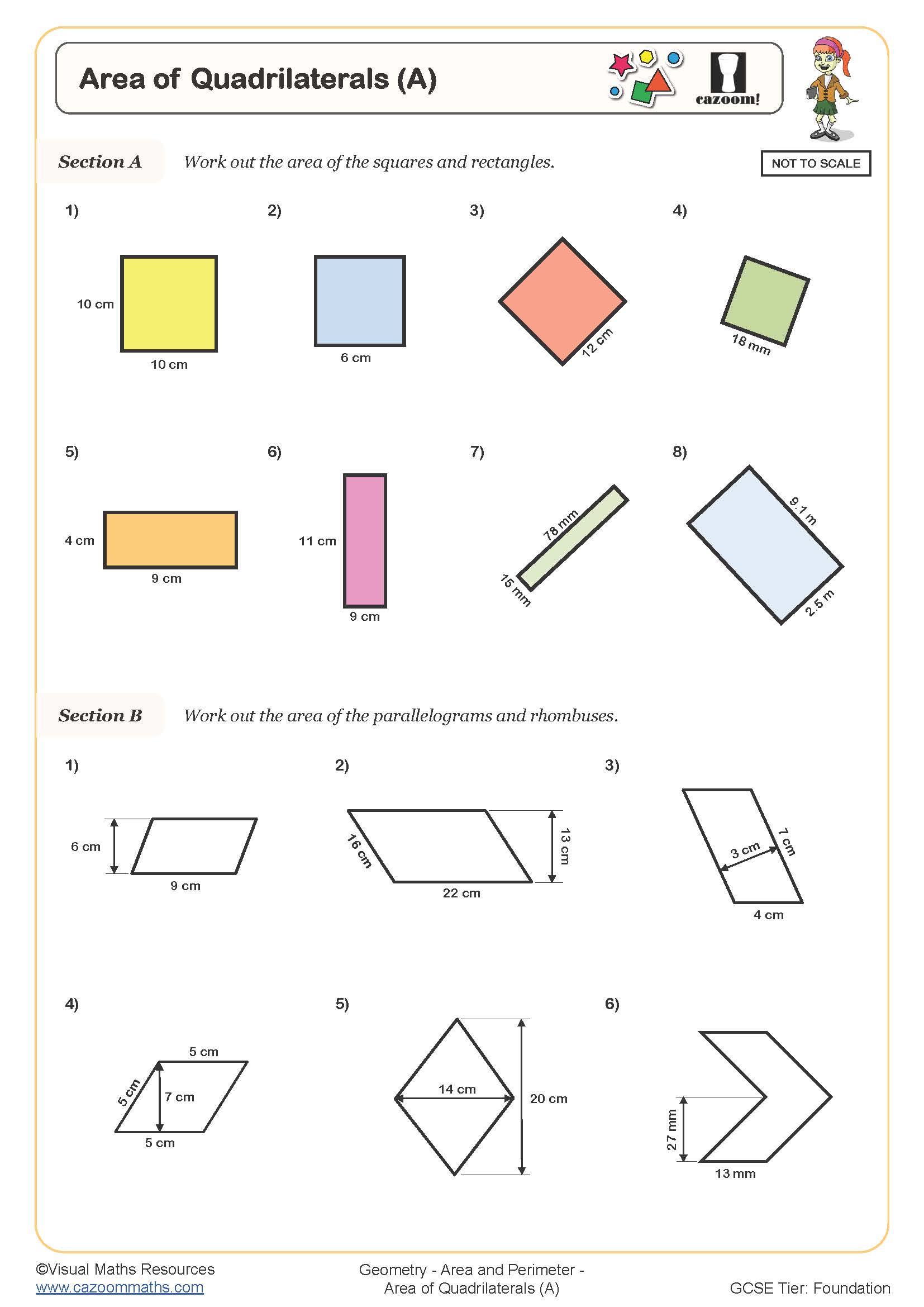 Preview of Area of Quadrilaterals (A)