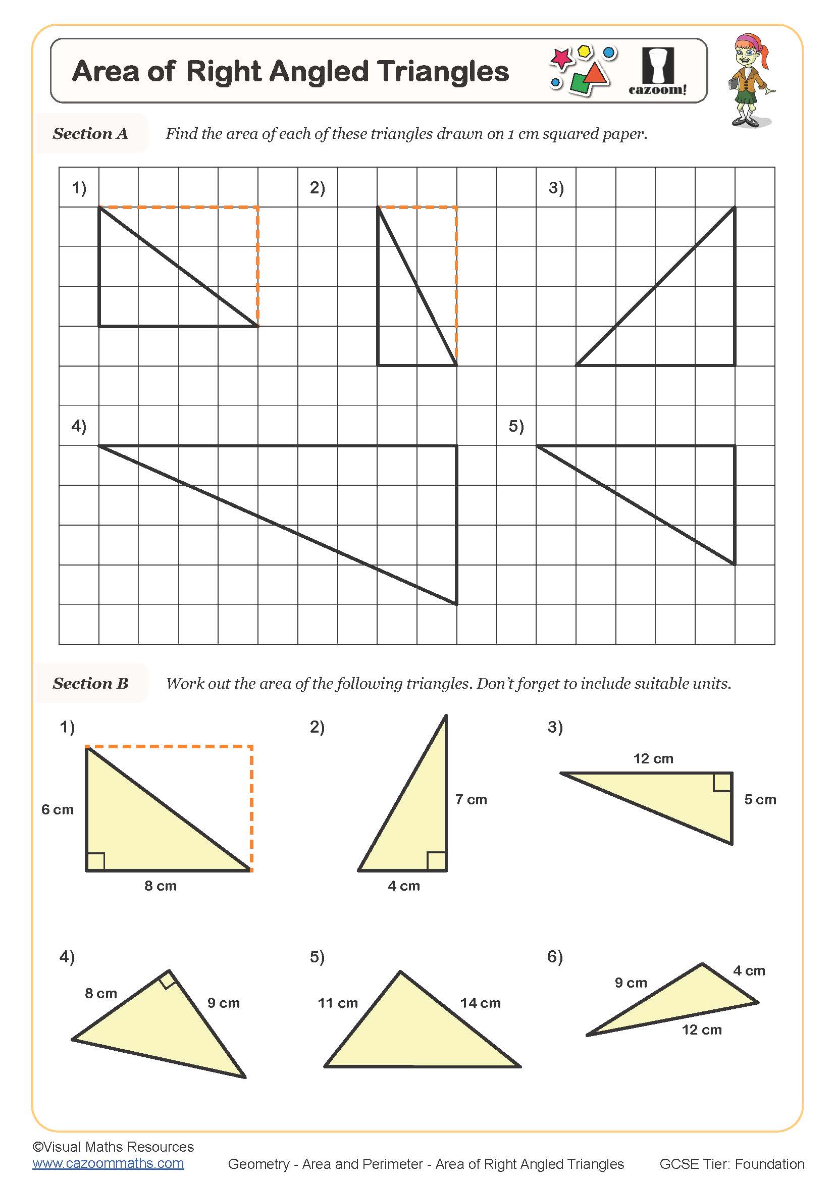 Preview of Area of Right Angled Triangles