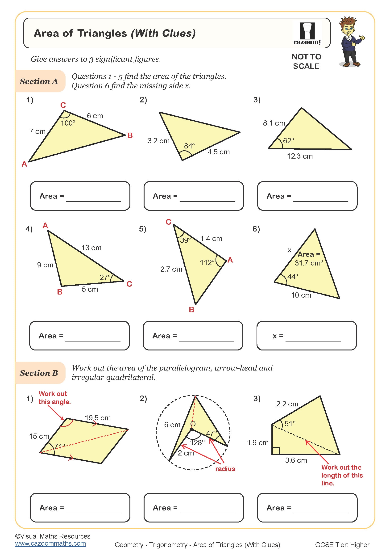 Preview of Area of Triangles (With Clues)
