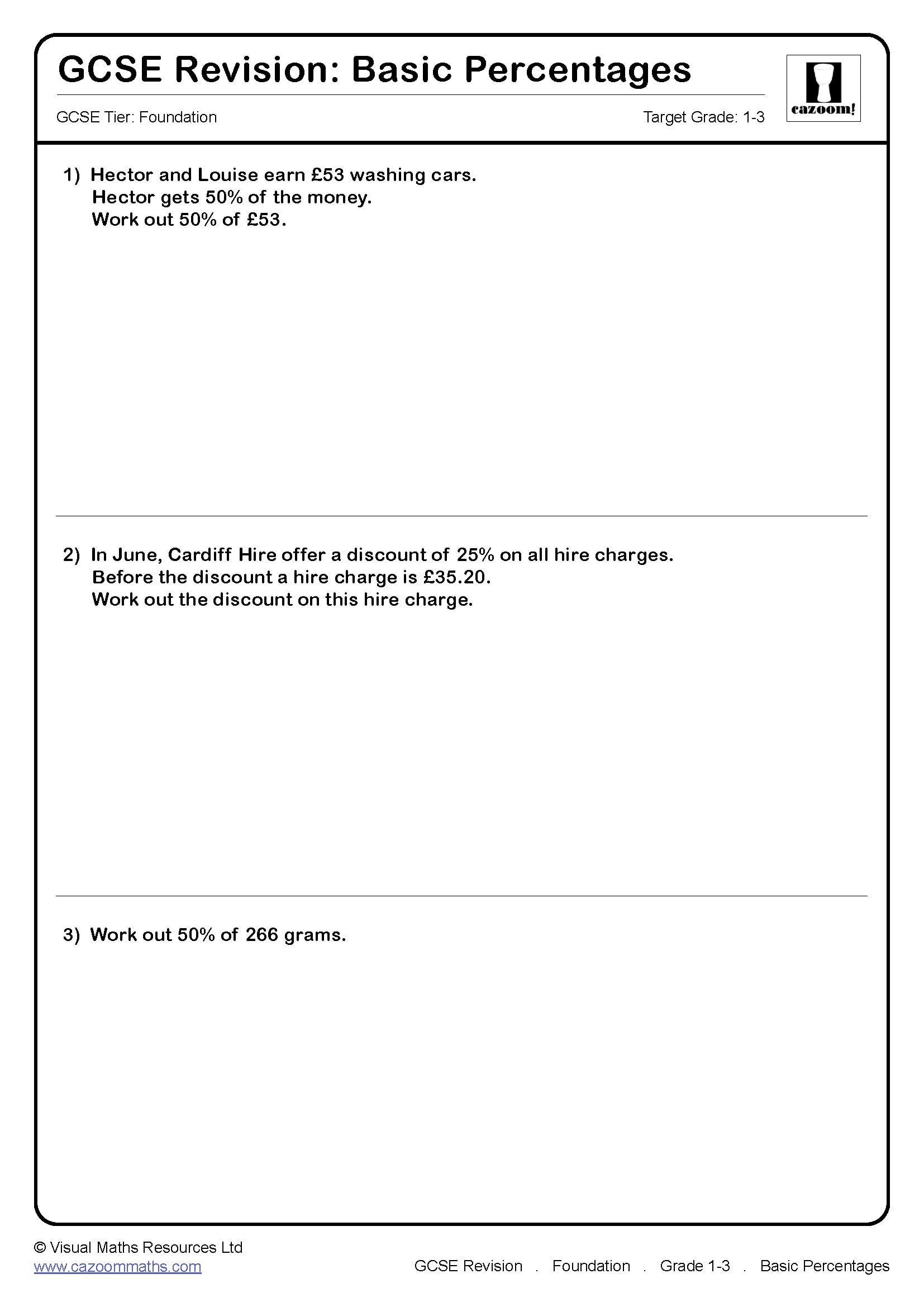 Basic Percentages GCSE Maths Revision