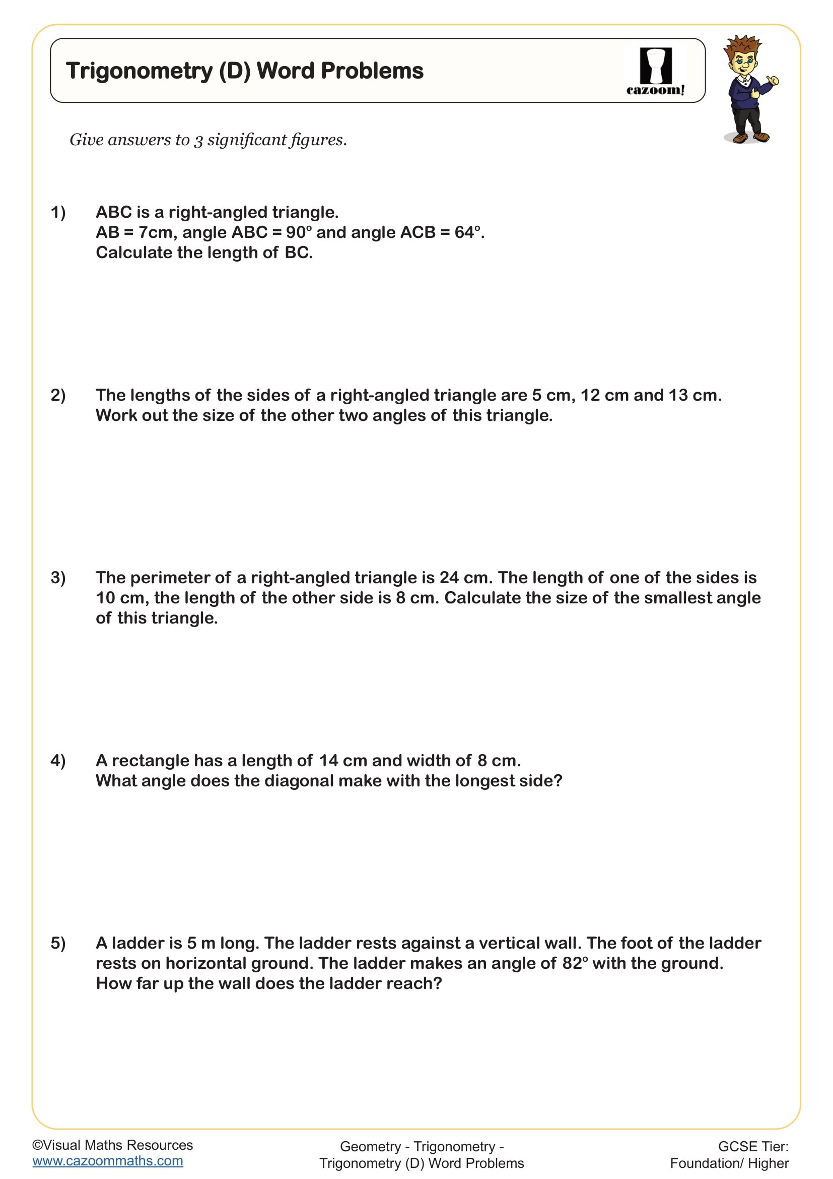 Preview of Trigonometry (D) Word Problems