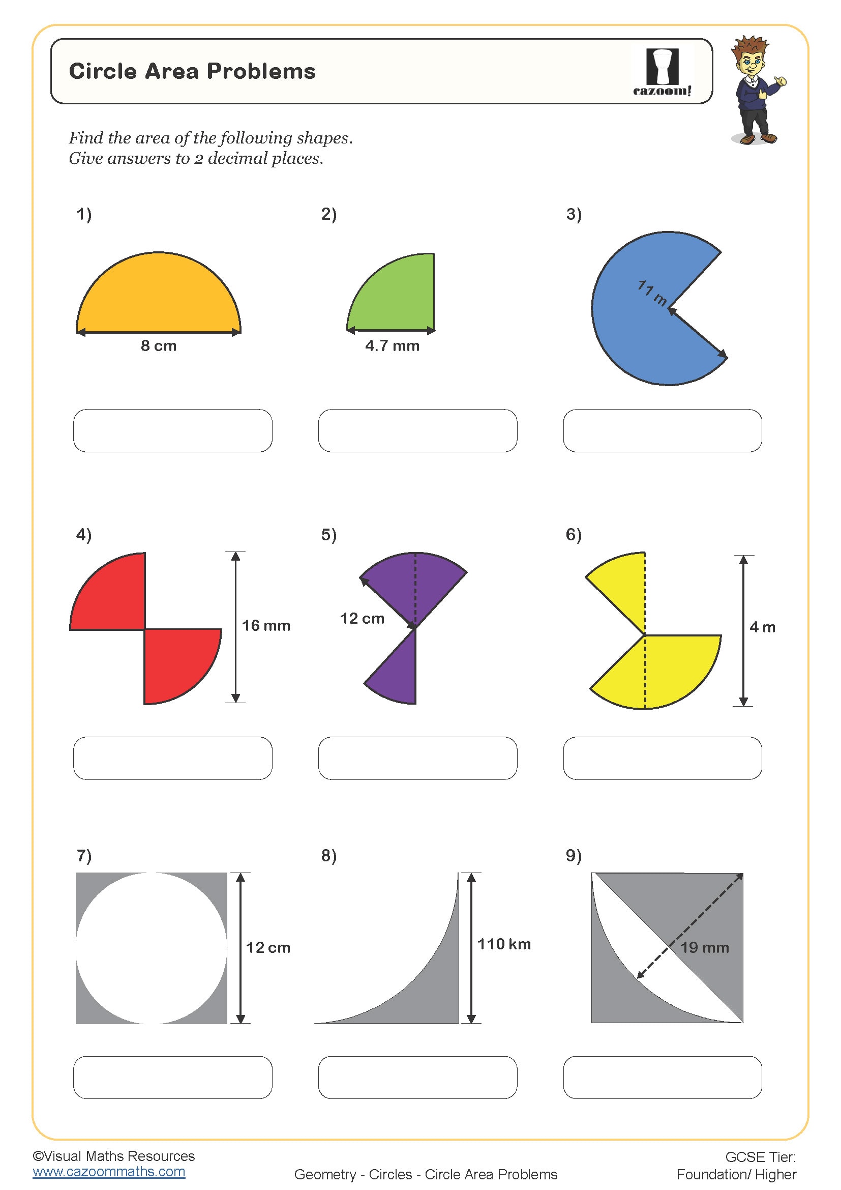 Preview of Circle Area Problems