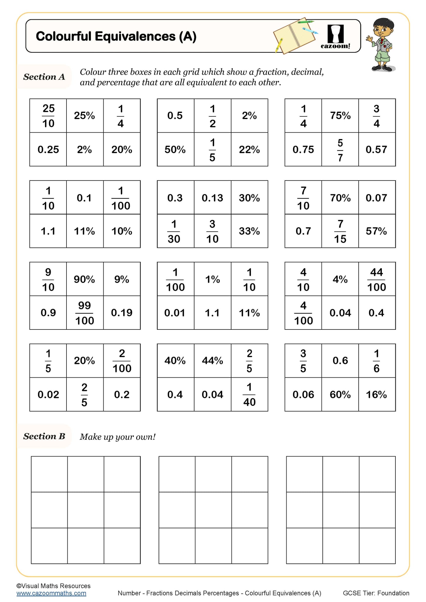 Colourful equivalences a worksheet cazoom maths worksheets