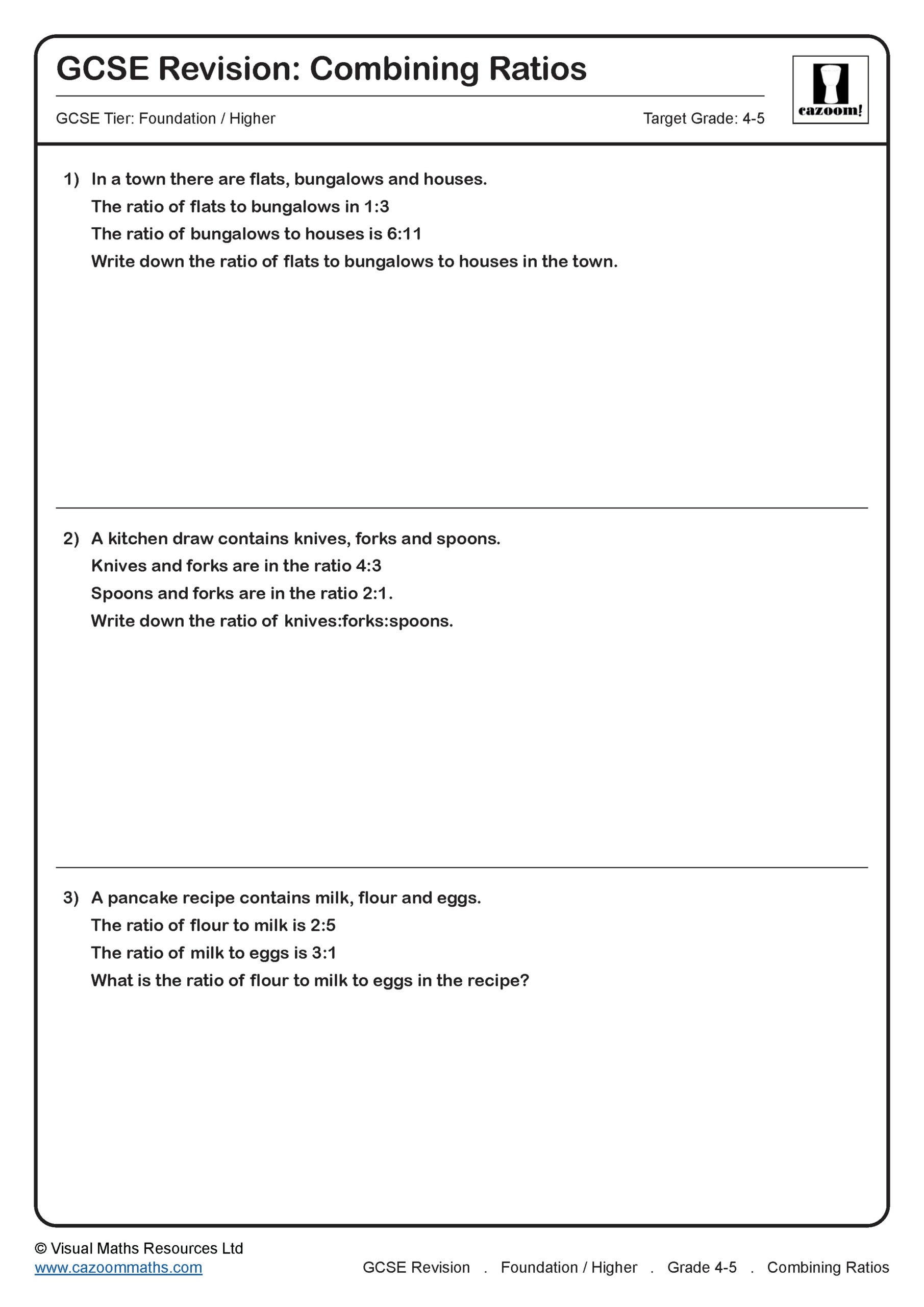 Combining Ratios GCSE Maths Revision Scaled