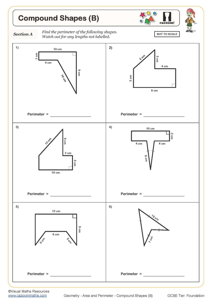 Compound Shapes A Worksheet Cazoom Maths Worksheets